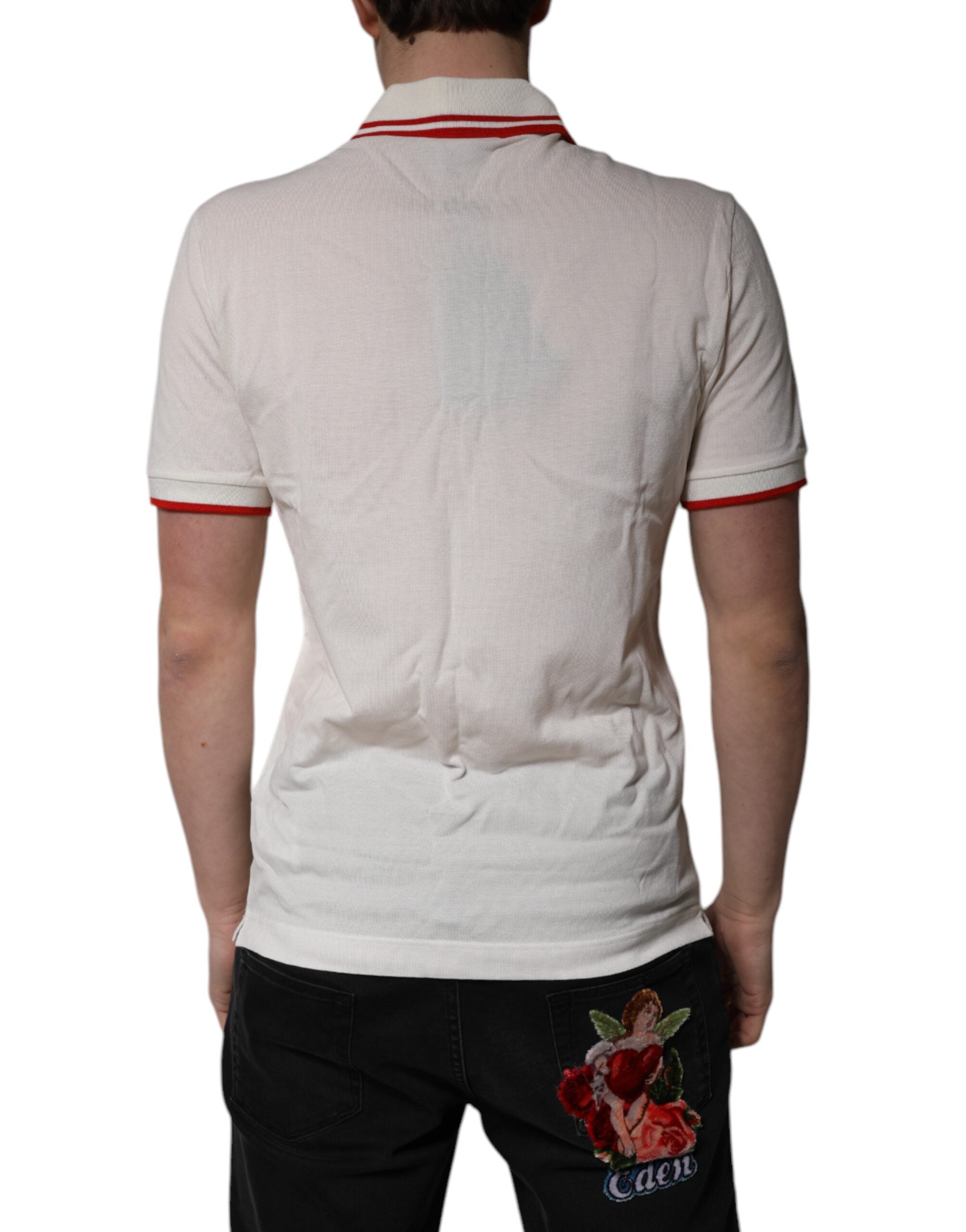 Dolce & Gabbana White Cotton Logo Collared Polo Men Men's T-shirt (Pre-Owned)