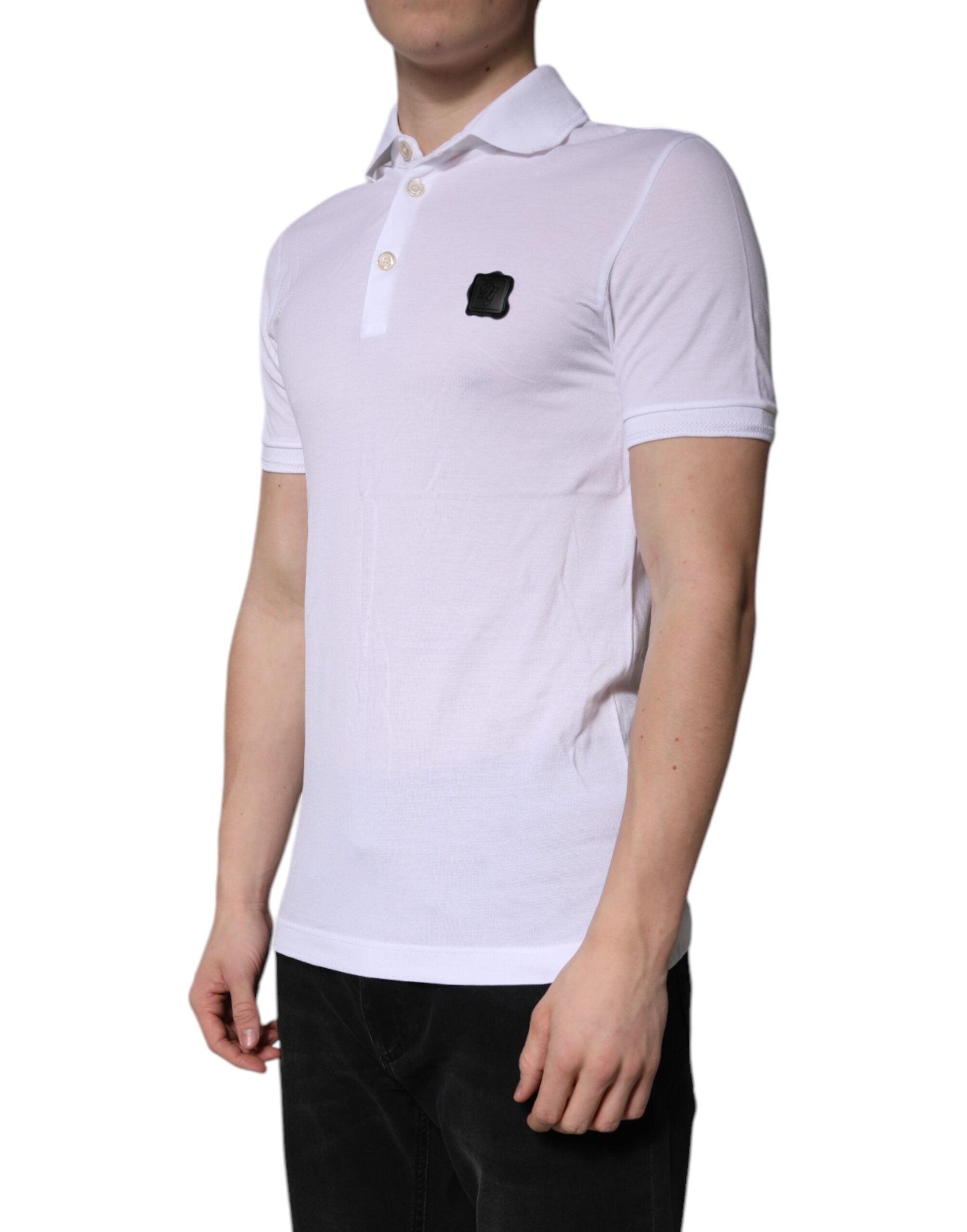 Dolce & Gabbana White Cotton Logo Collared Polo Men's T-shirt