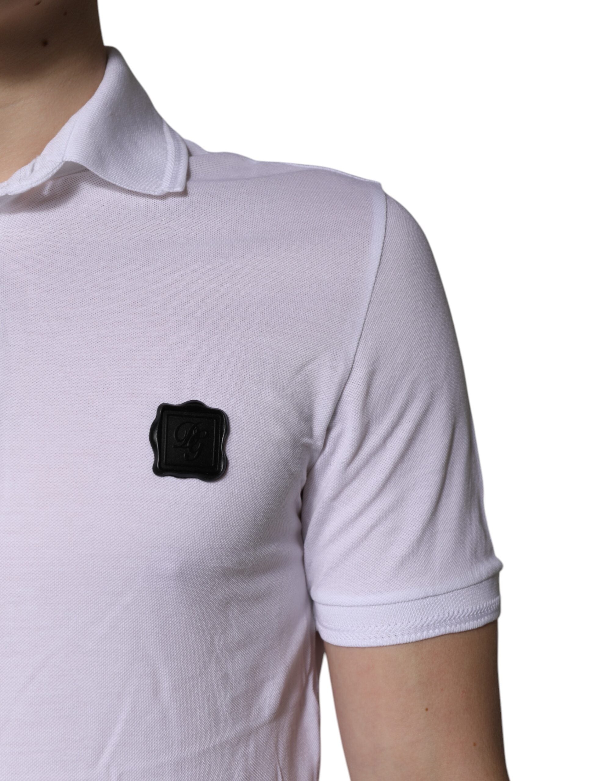 Dolce & Gabbana White Cotton Logo Collared Polo Men's T-shirt