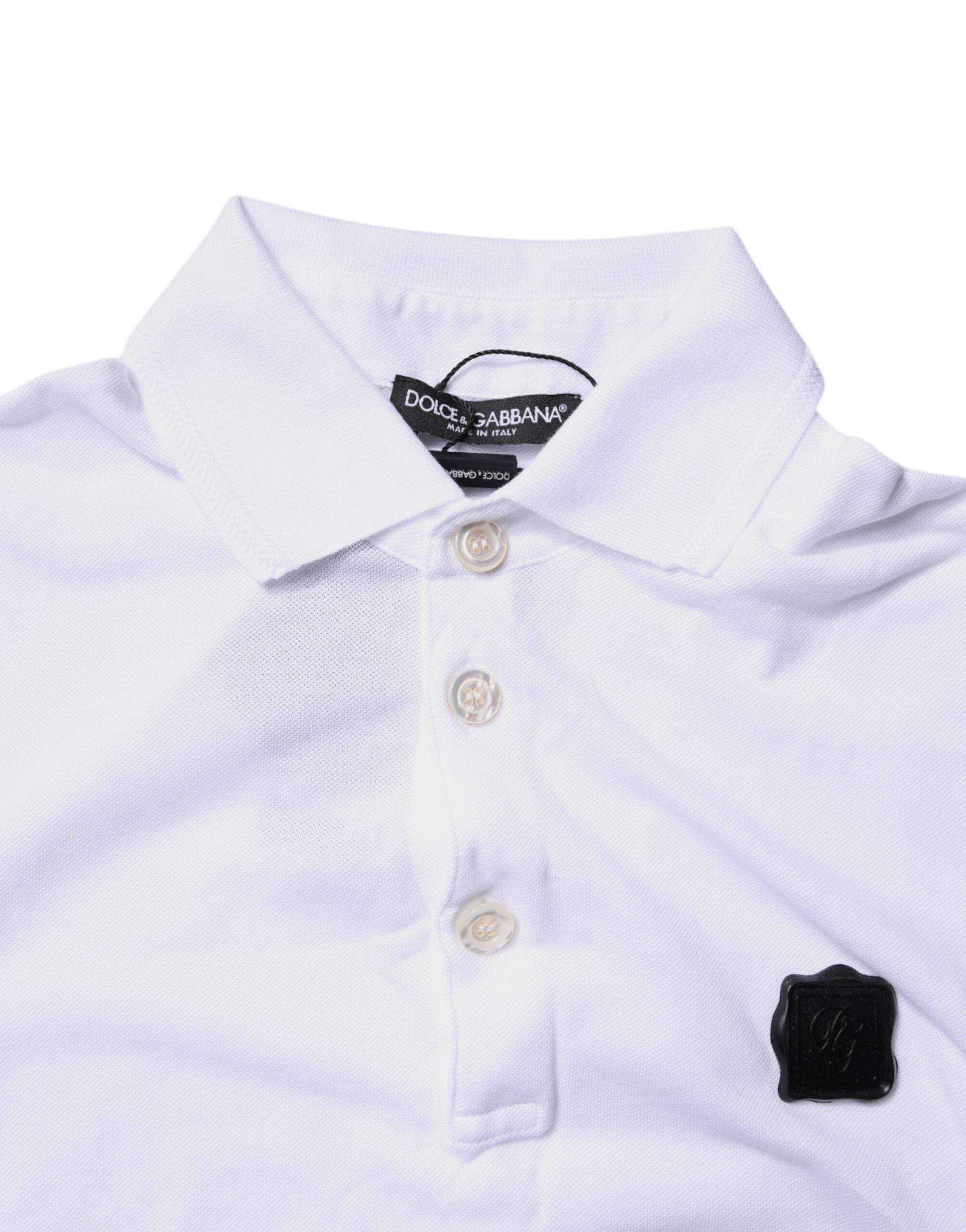 Dolce & Gabbana White Cotton Logo Collared Polo Men's T-shirt