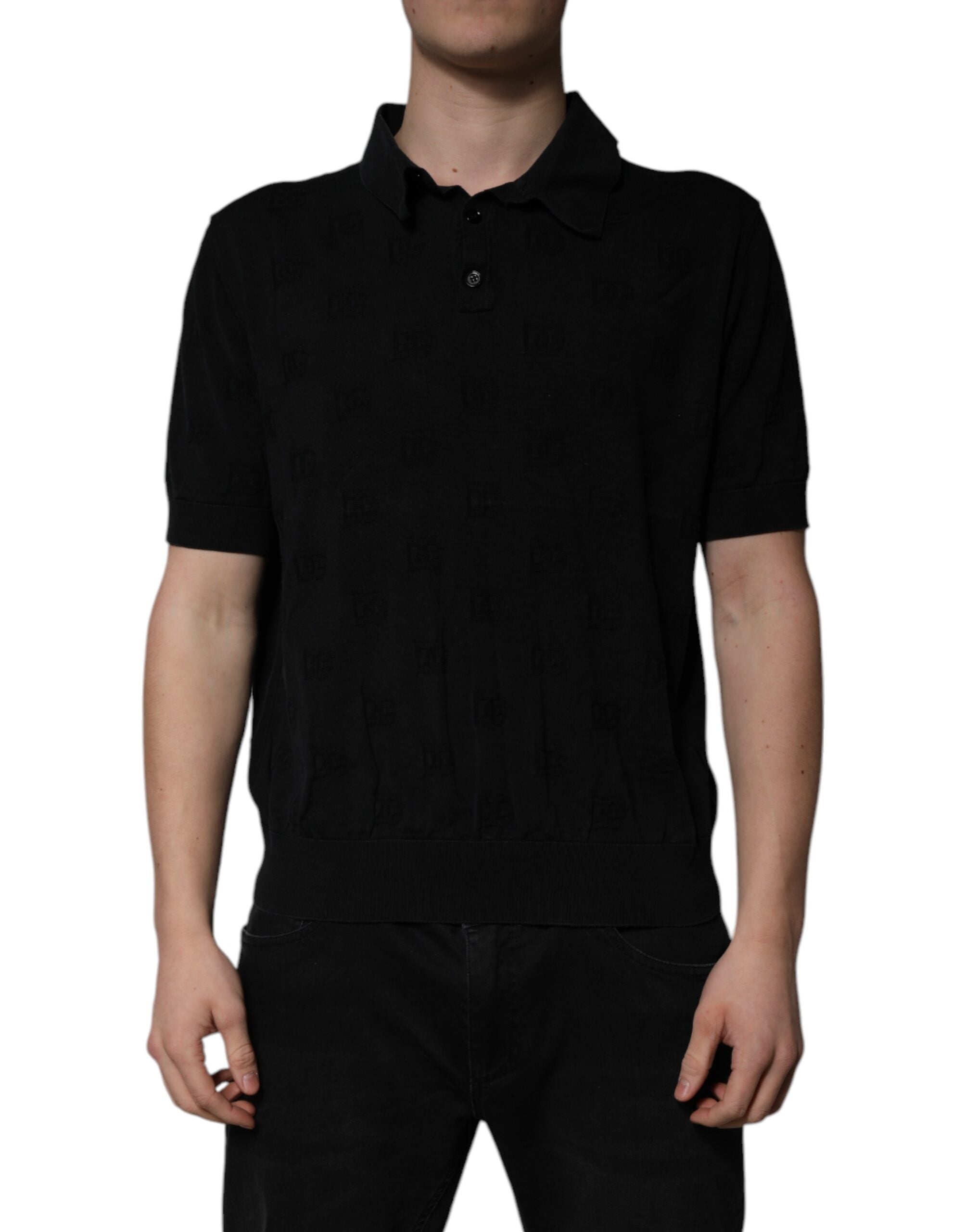 Dolce & Gabbana Black Silk Collared Polo Men's T-shirt (Pre-Owned)