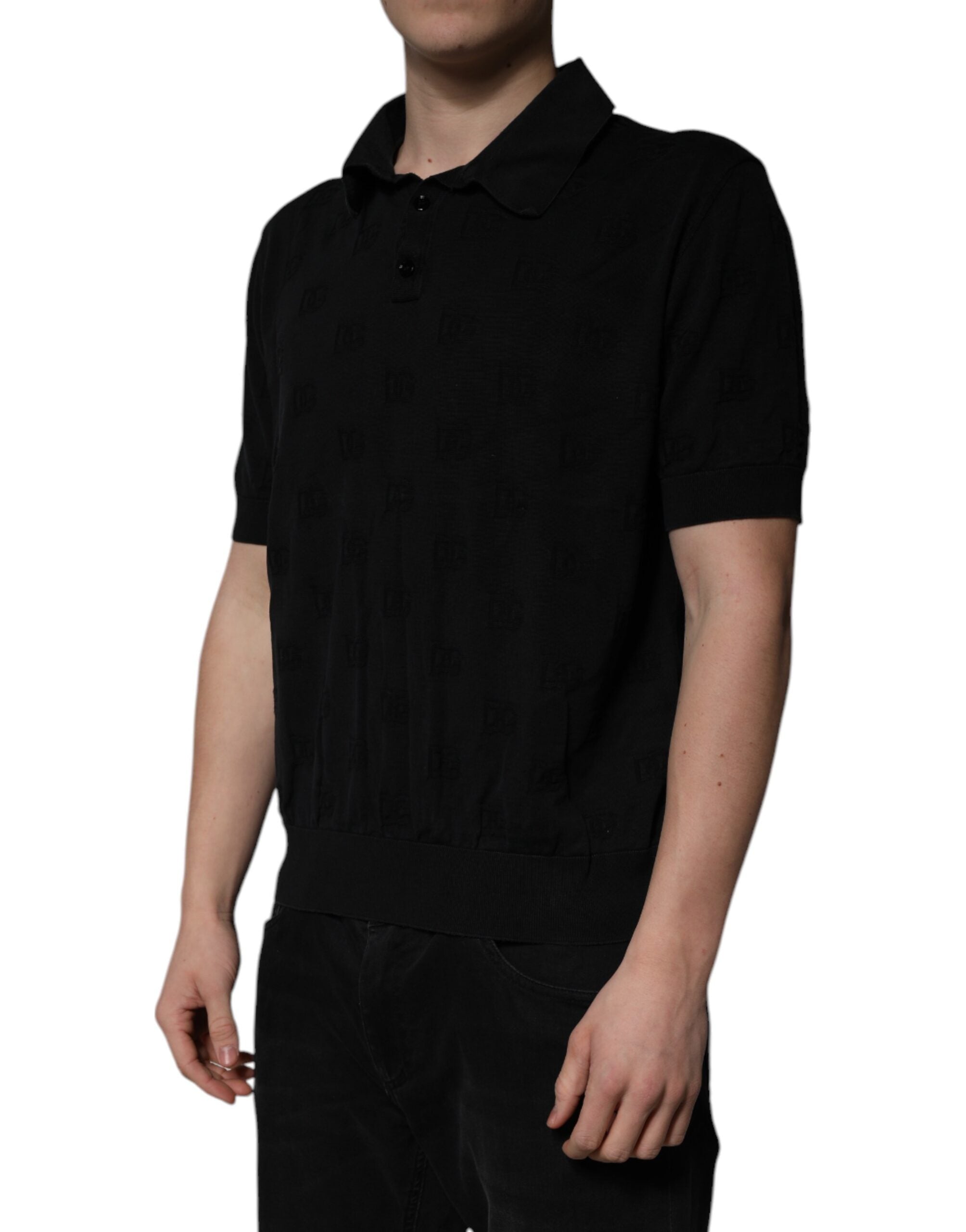 Dolce & Gabbana Black Silk Collared Polo Men's T-shirt (Pre-Owned)