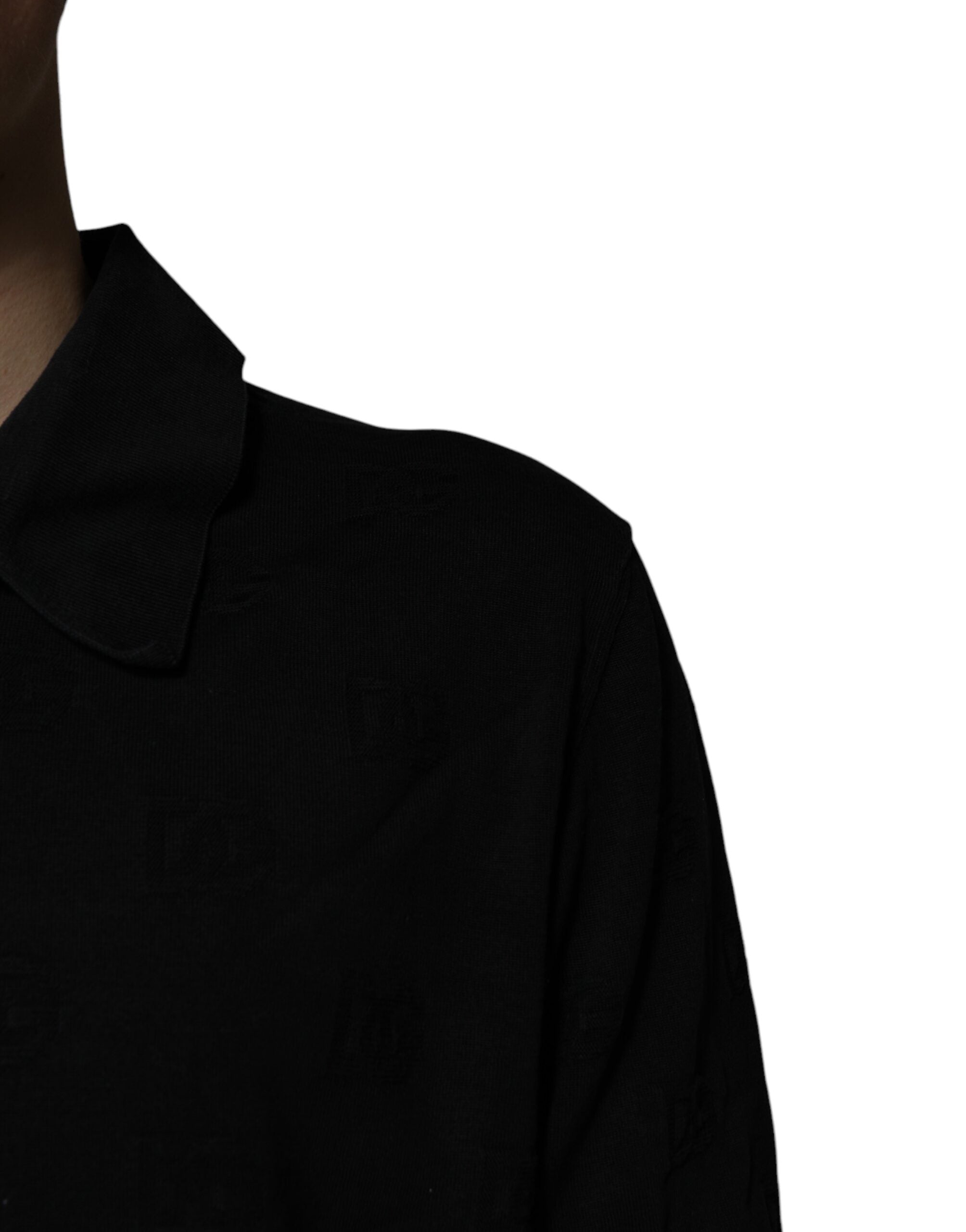 Dolce & Gabbana Black Silk Collared Polo Men's T-shirt (Pre-Owned)