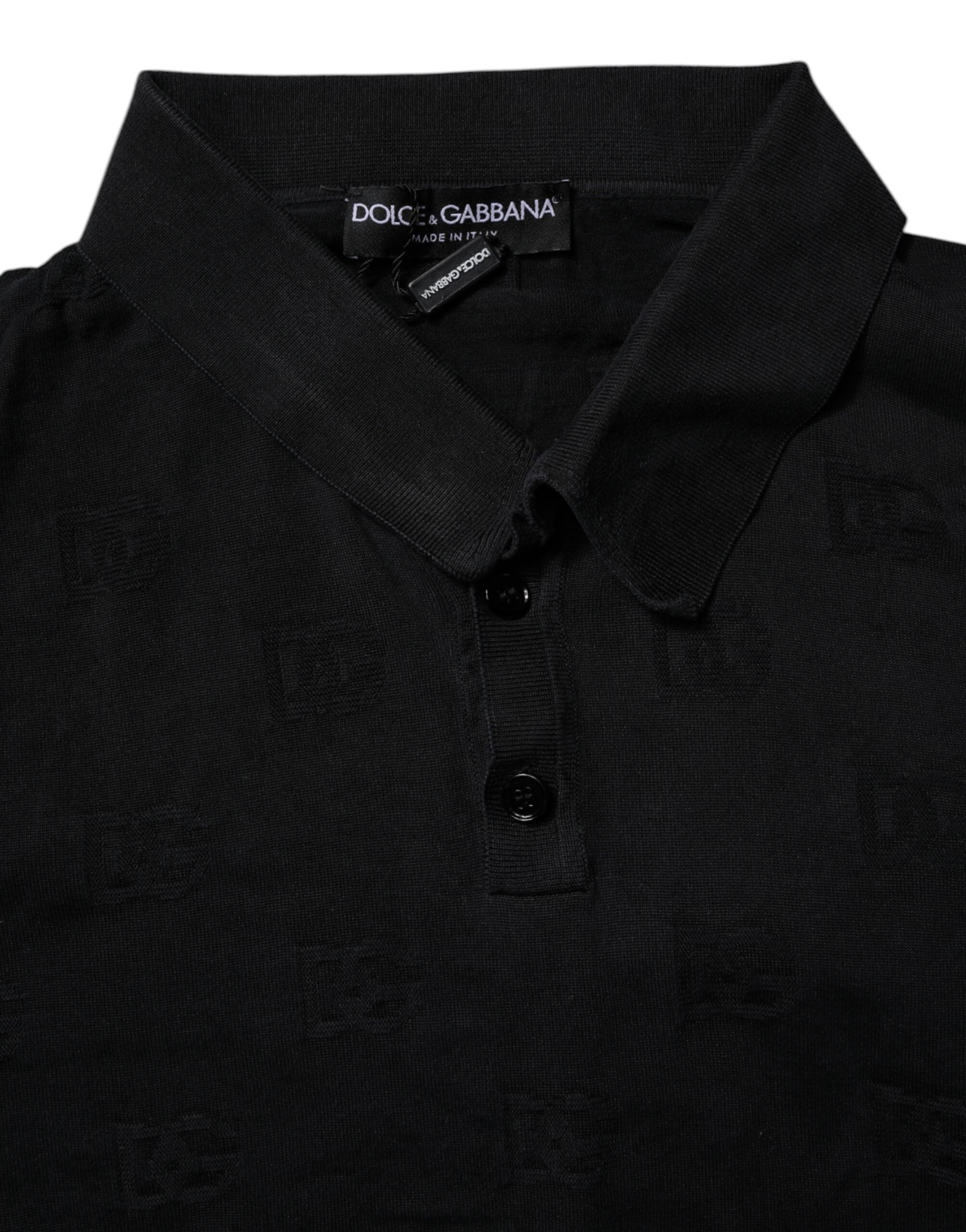 Dolce & Gabbana Black Silk Collared Polo Men's T-shirt (Pre-Owned)