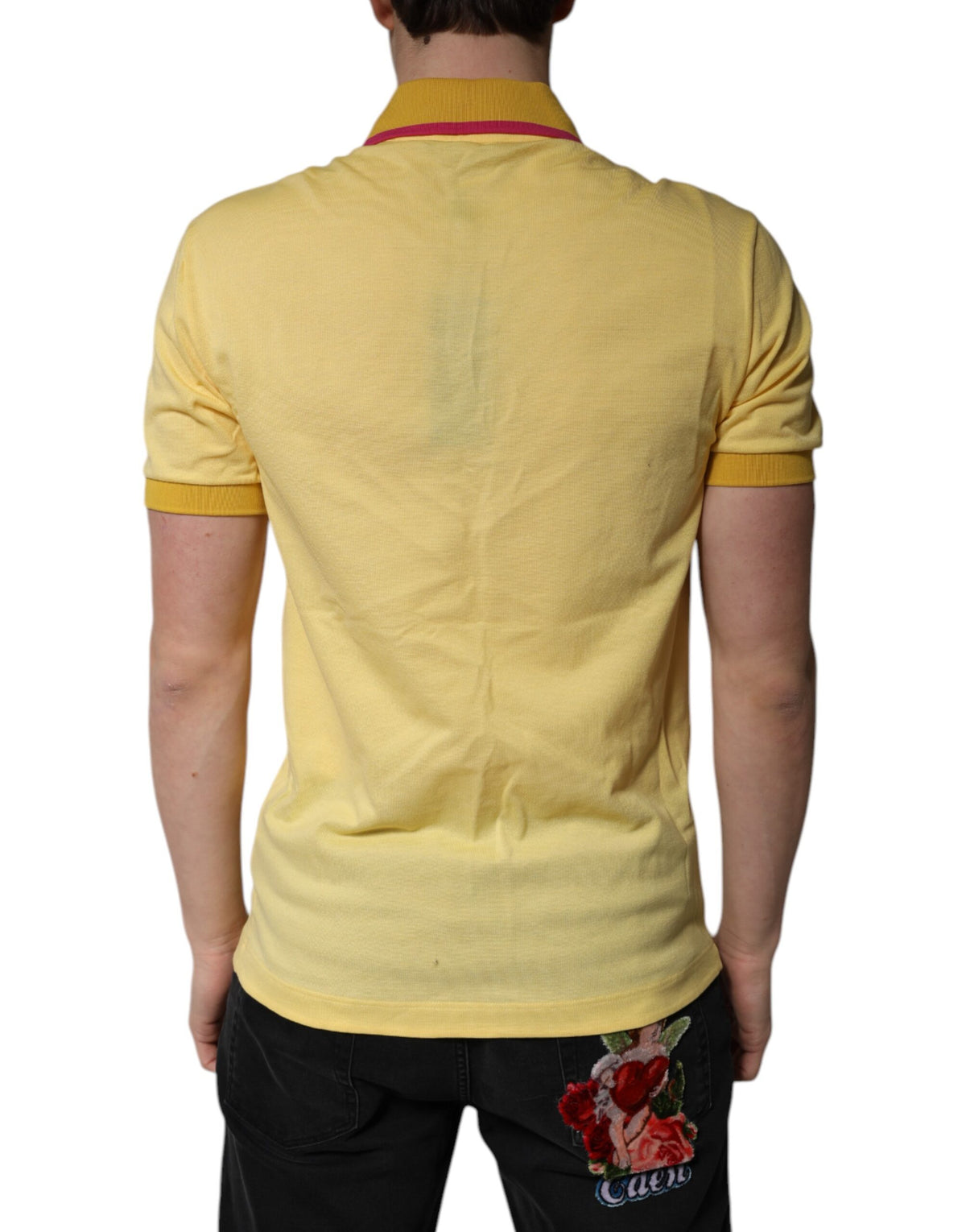 Dolce & Gabbana Yellow Cotton Logo Collared Polo Men's T-shirt