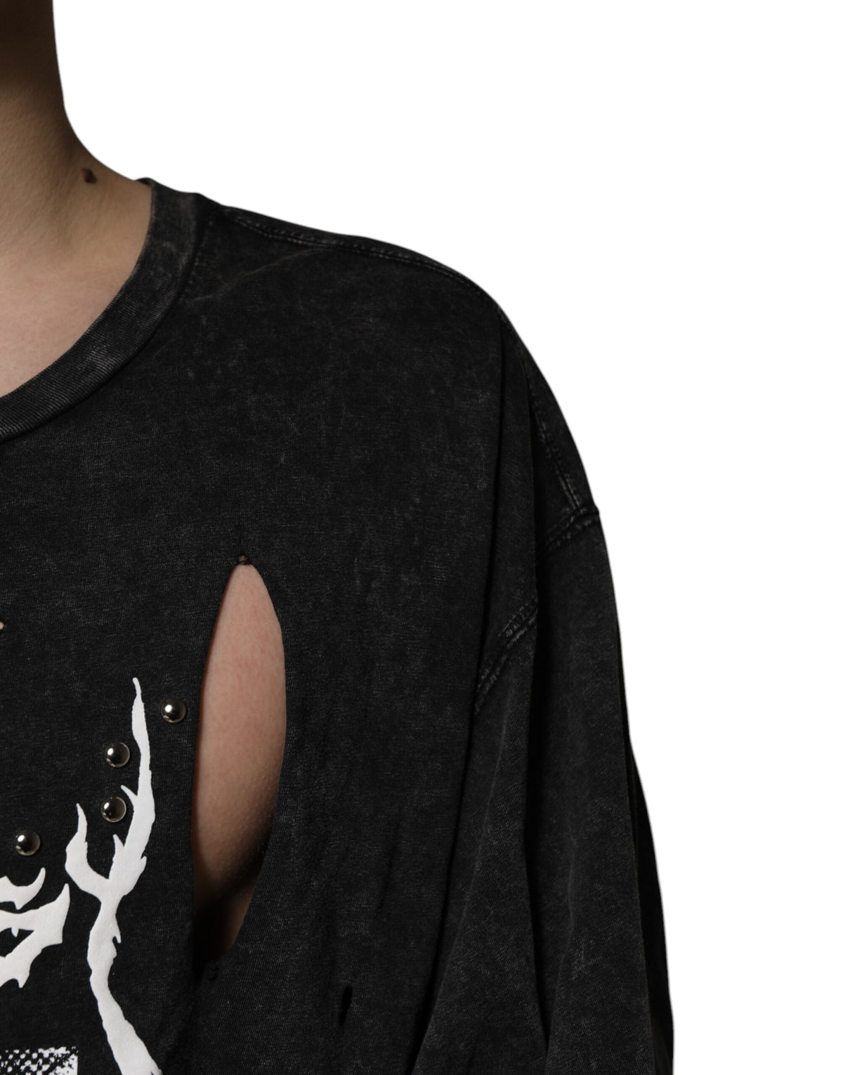 Dolce & Gabbana Black Graphic Print Cotton Crew Neck Men's T-shirt