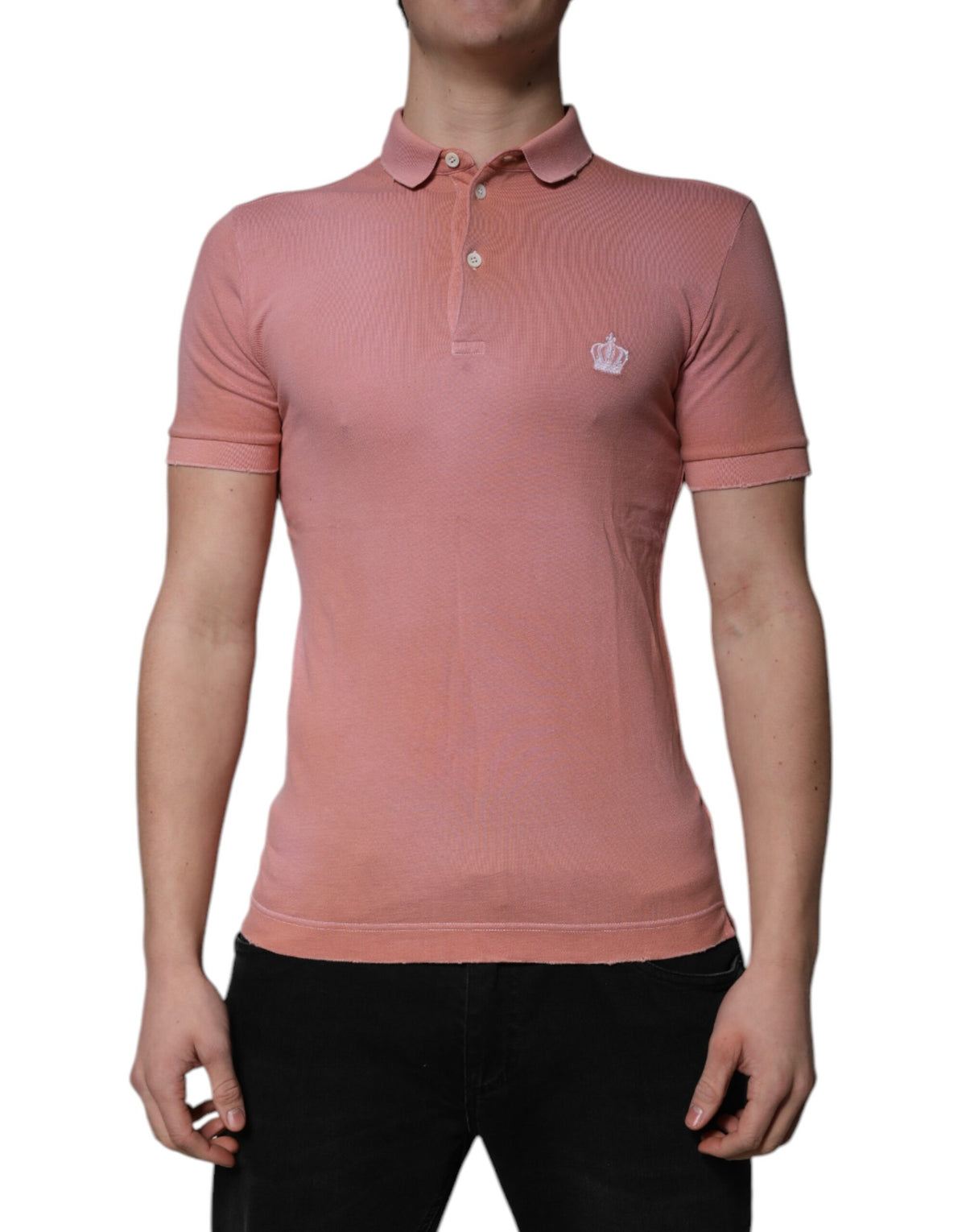Dolce & Gabbana Pink Cotton Crown Collared Polo Men's T-shirt (Pre-Owned)