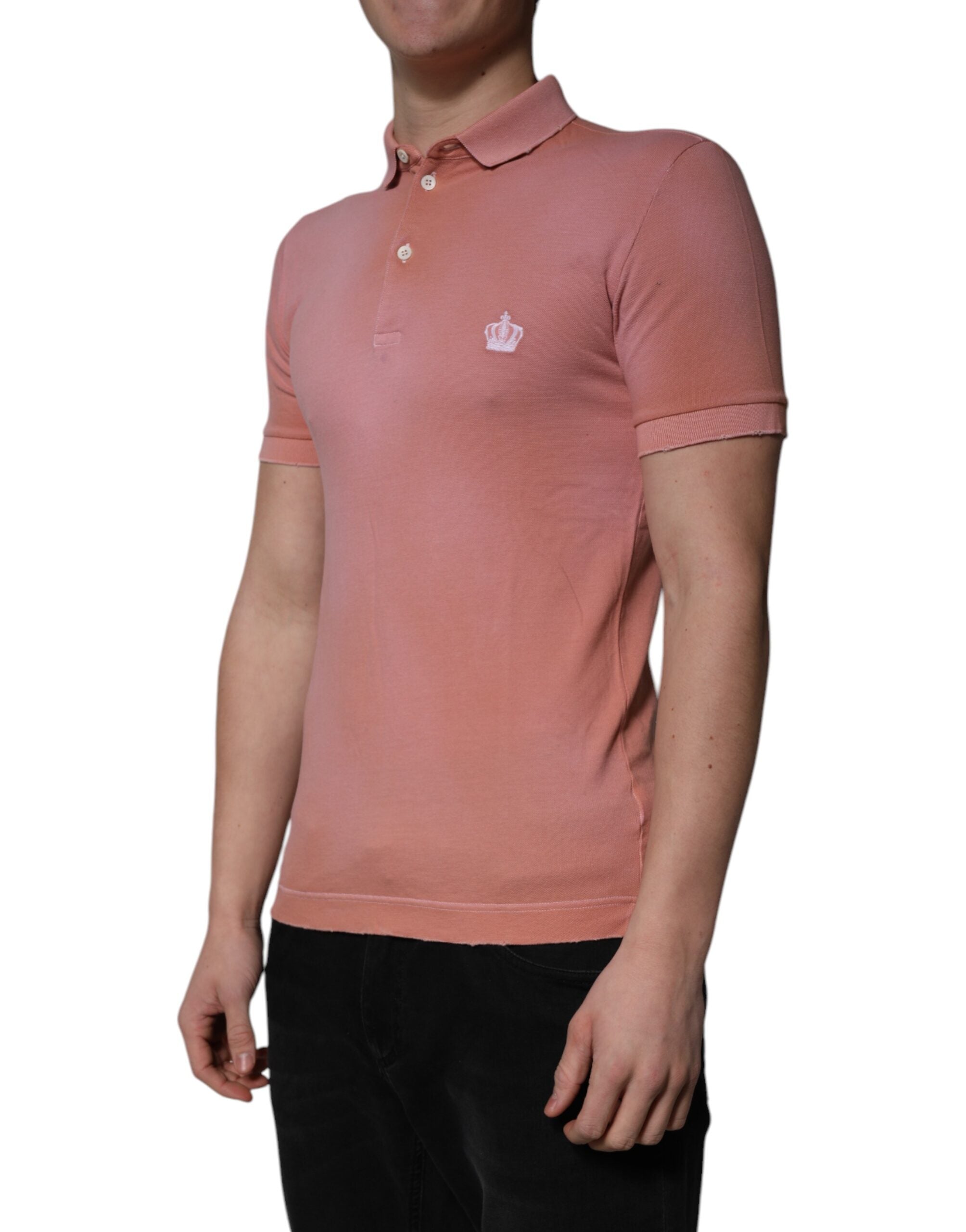 Dolce & Gabbana Pink Cotton Crown Collared Polo Men's T-shirt (Pre-Owned)