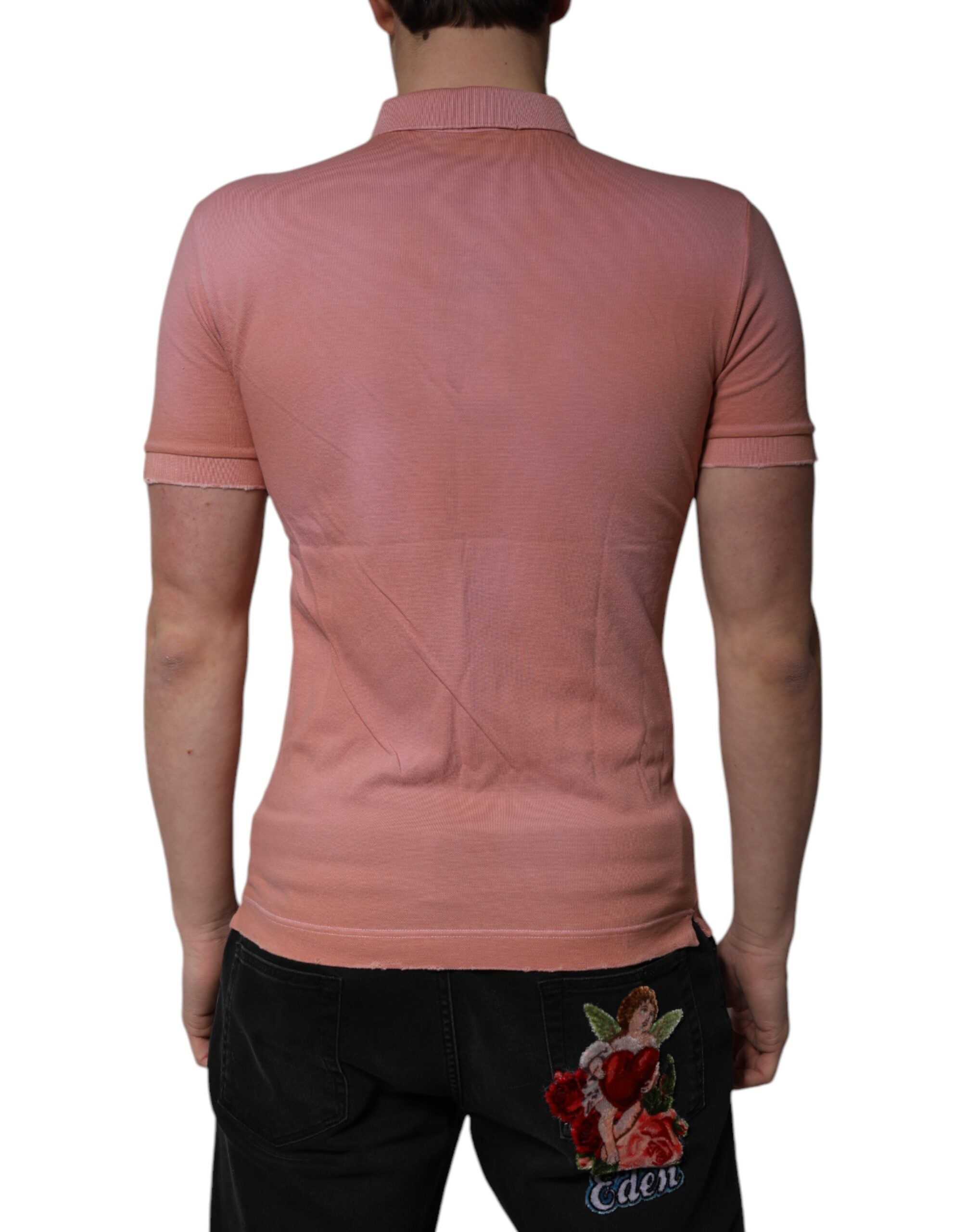 Dolce & Gabbana Pink Cotton Crown Collared Polo Men's T-shirt (Pre-Owned)