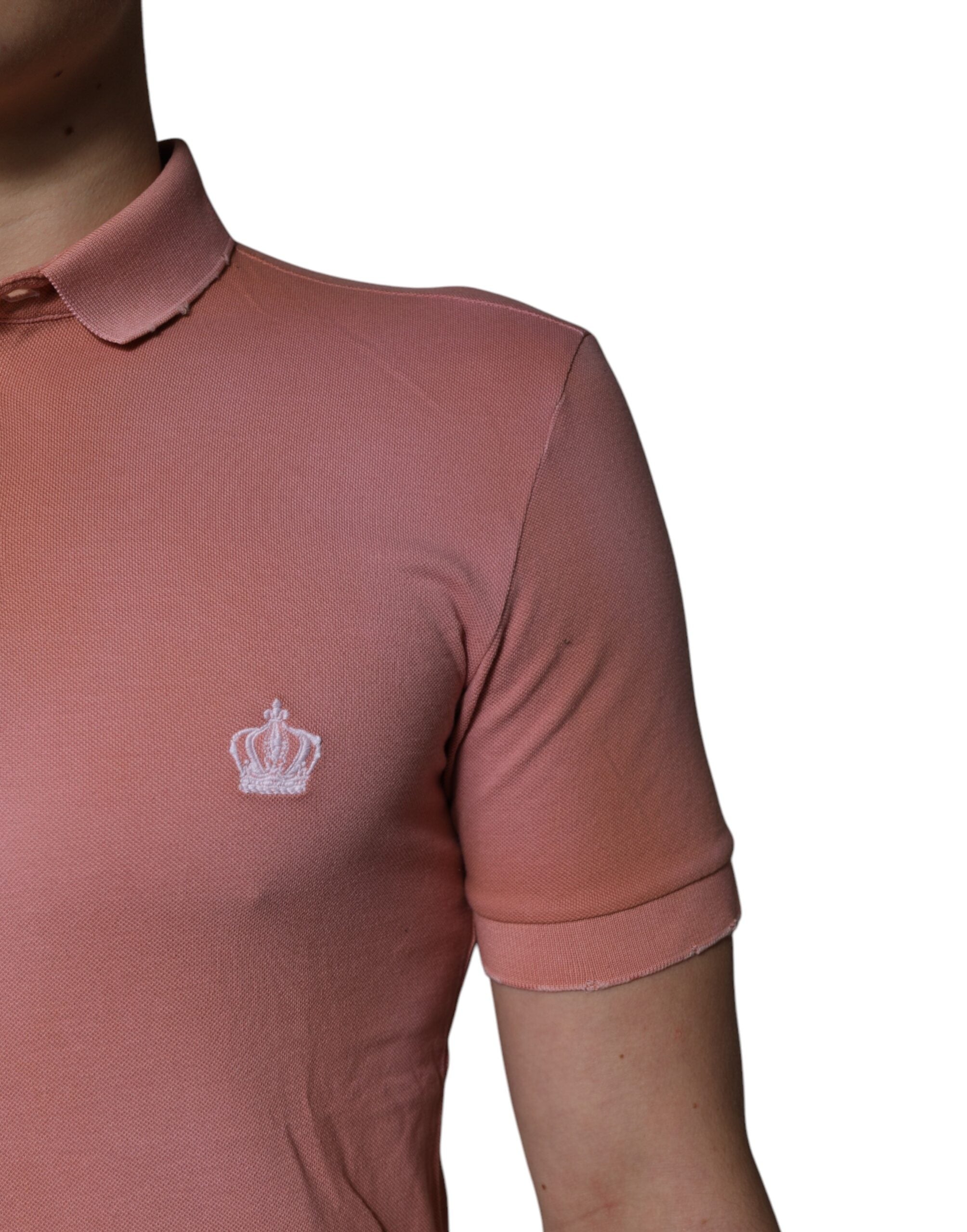 Dolce & Gabbana Pink Cotton Crown Collared Polo Men's T-shirt (Pre-Owned)