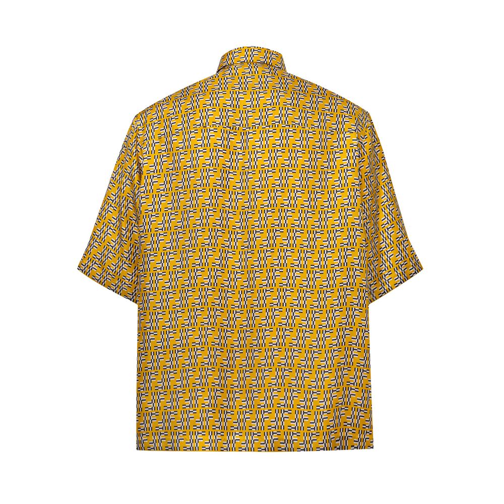 Fendi Yellow Silk Shortsleeve Men's Shirt