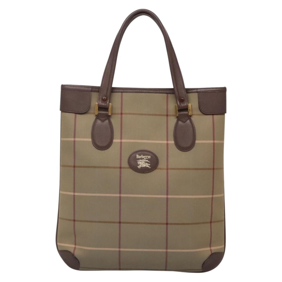 Burberry Nova Check Tote Canvas And Leather Beige Canvas Tote Bag Bag (Pre-Owned)