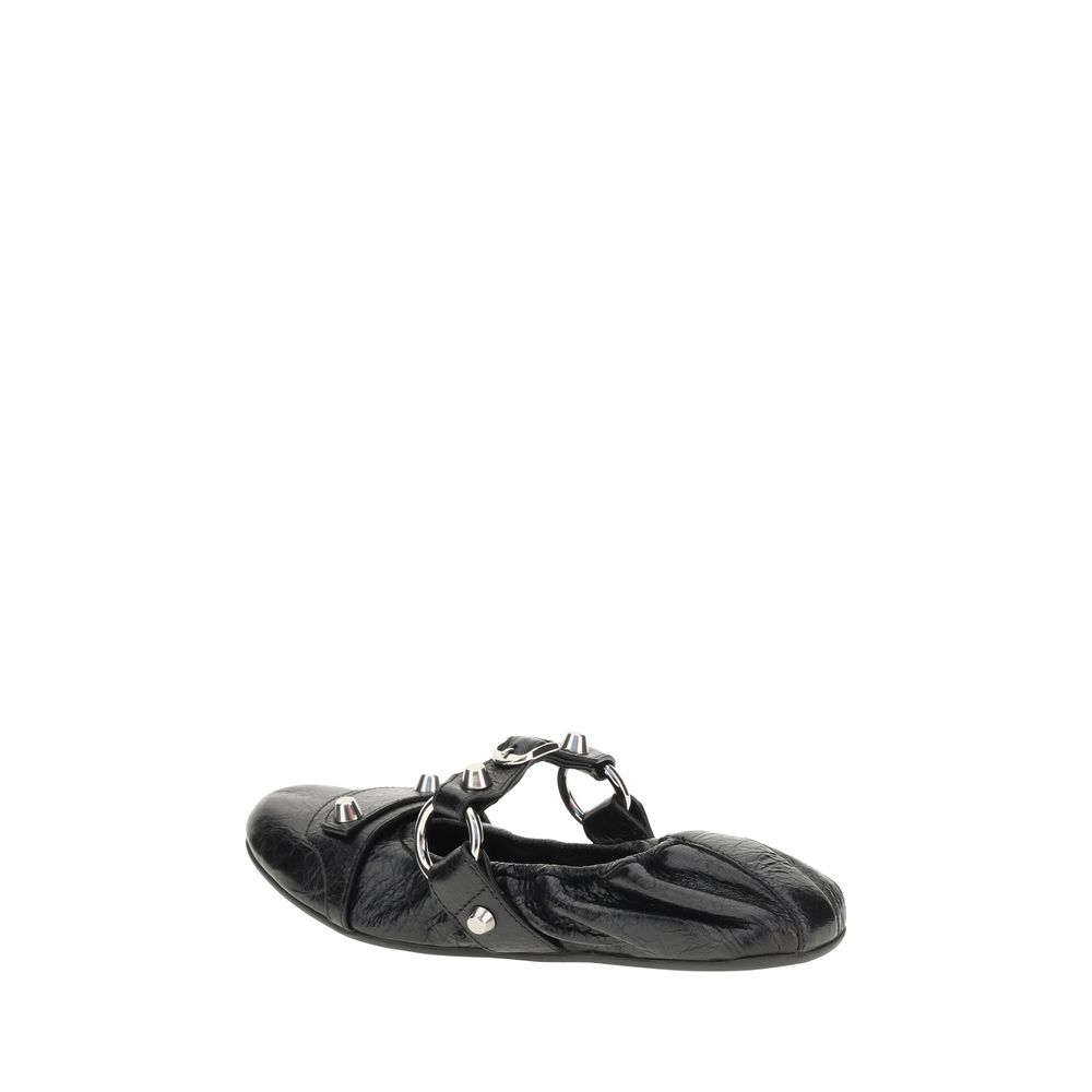 Balenciaga Black Calf Leather Bos Taurus Ballet Women's Flats