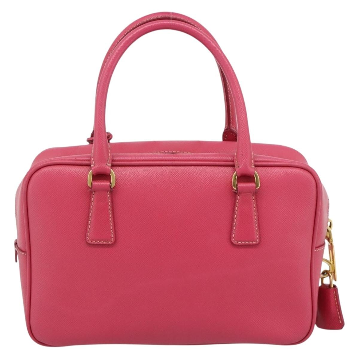 Prada Bauletto Saffiano Leather Pink Leather Handbag (Pre-Owned)