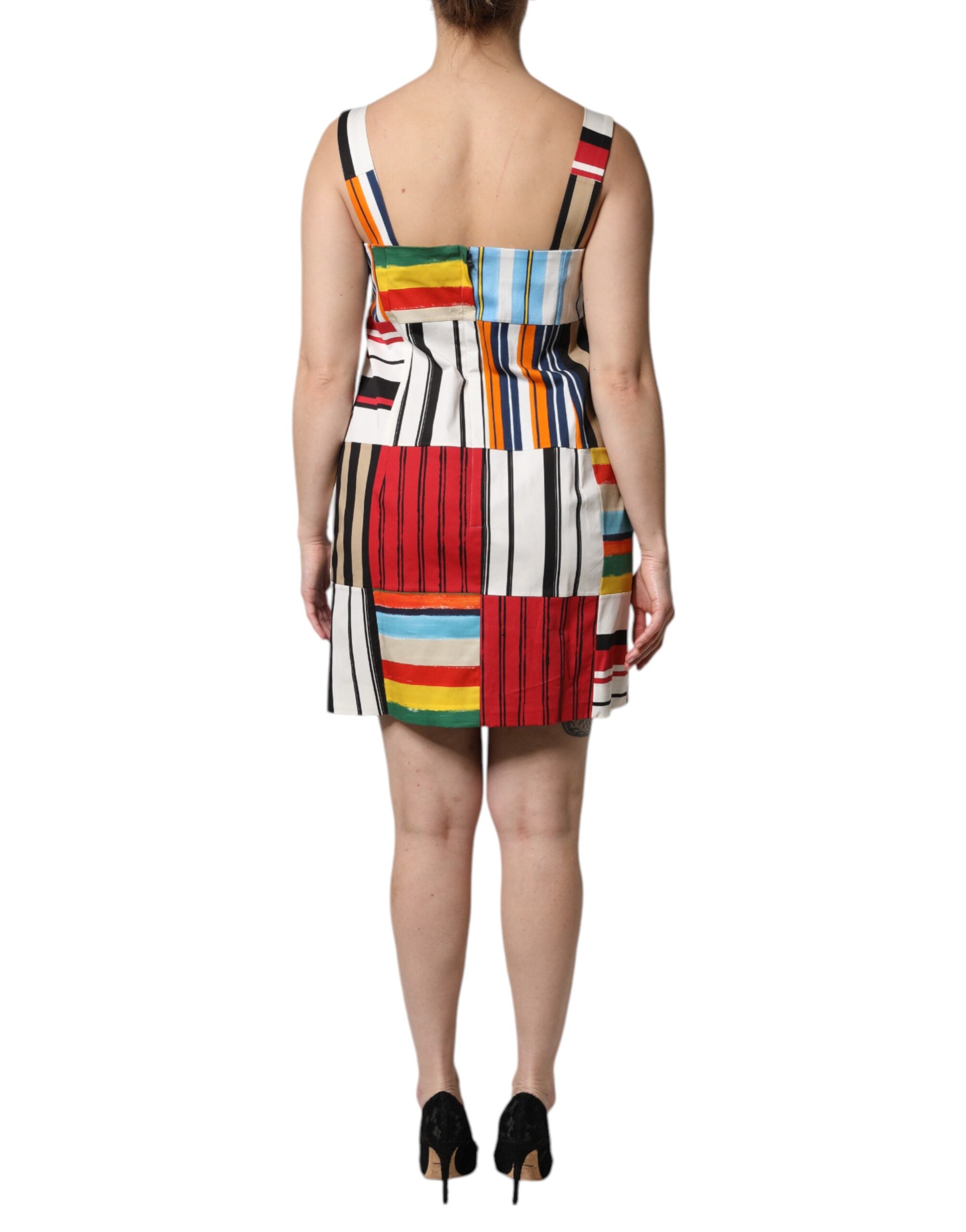 Dolce & Gabbana Multicolor Cotton Stripe Sleeveless Women's Dress