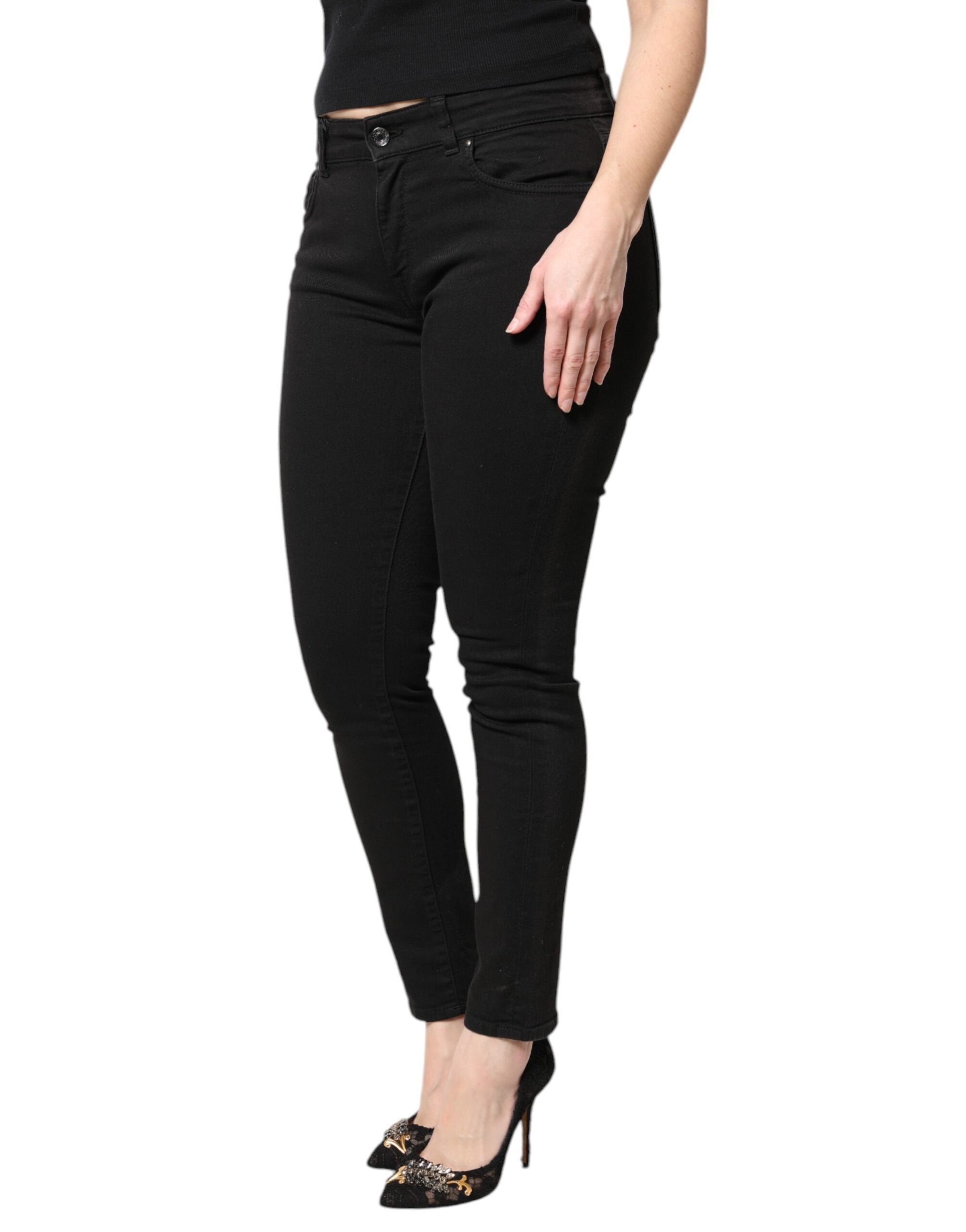 Dolce & Gabbana Black Cotton Mid Waisted Skinny Denim Women's Jeans