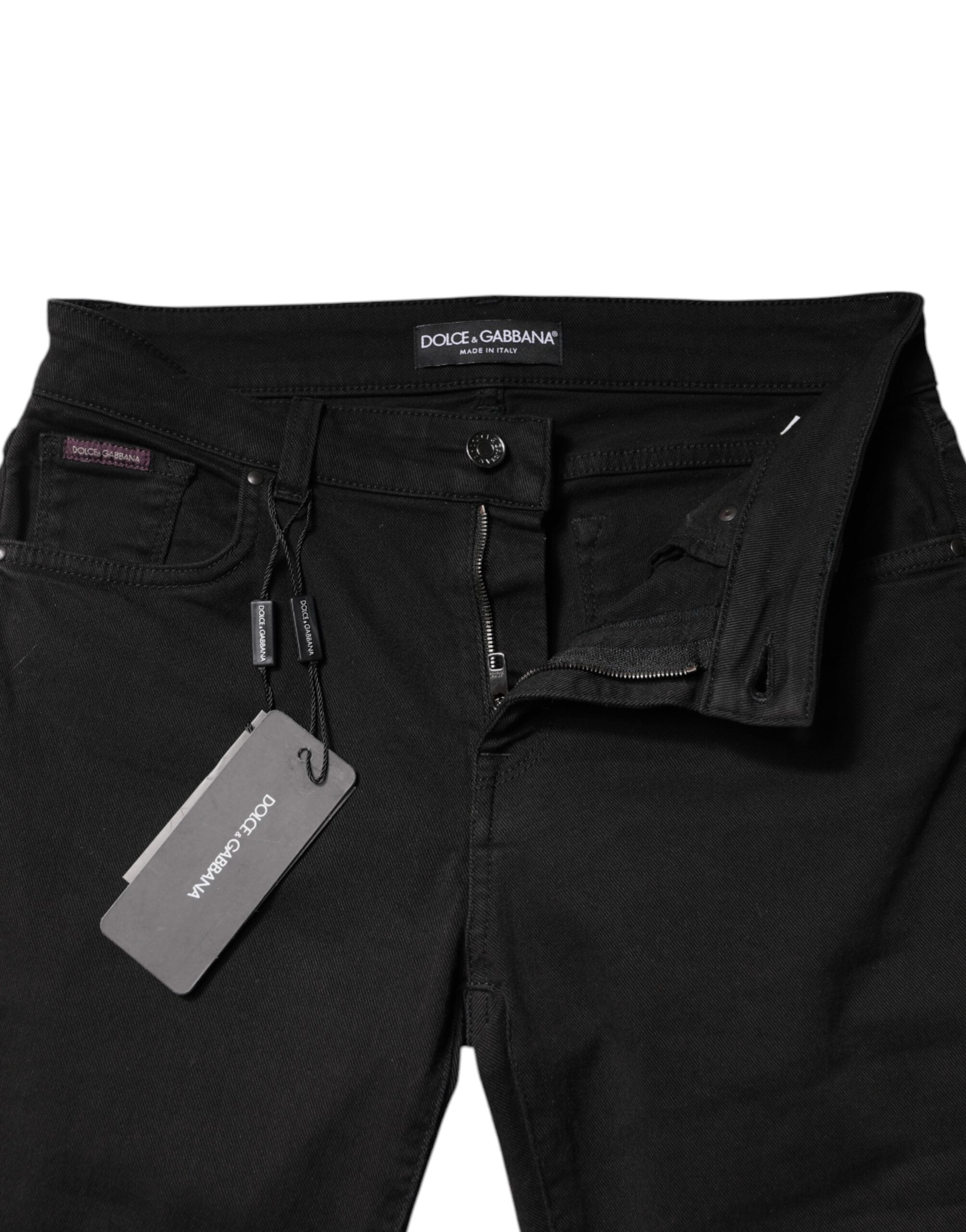 Dolce & Gabbana Black Cotton Mid Waisted Skinny Denim Women's Jeans