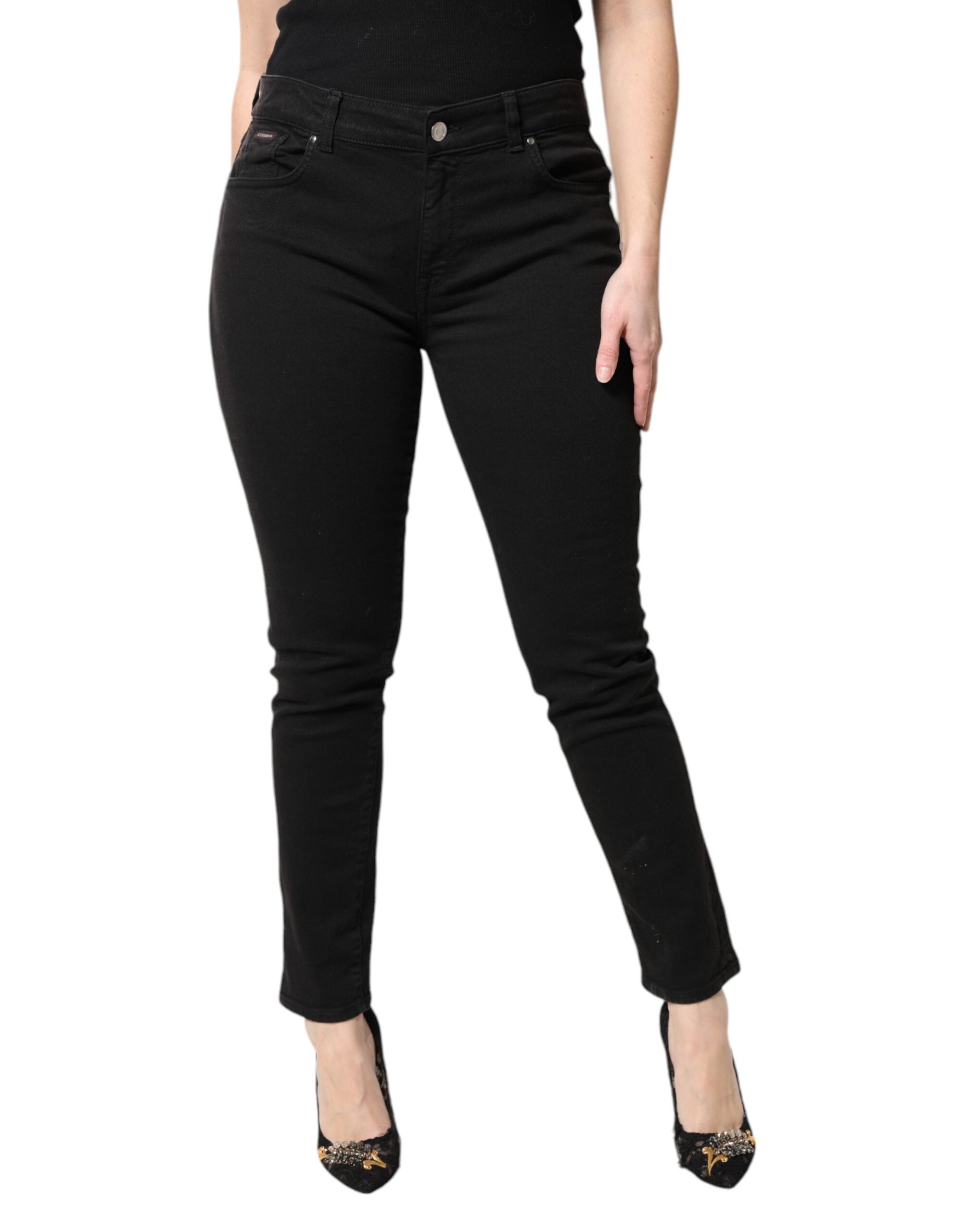 Dolce & Gabbana Black Cotton Mid Waisted Skinny Denim Women's Jeans (Pre-Owned)