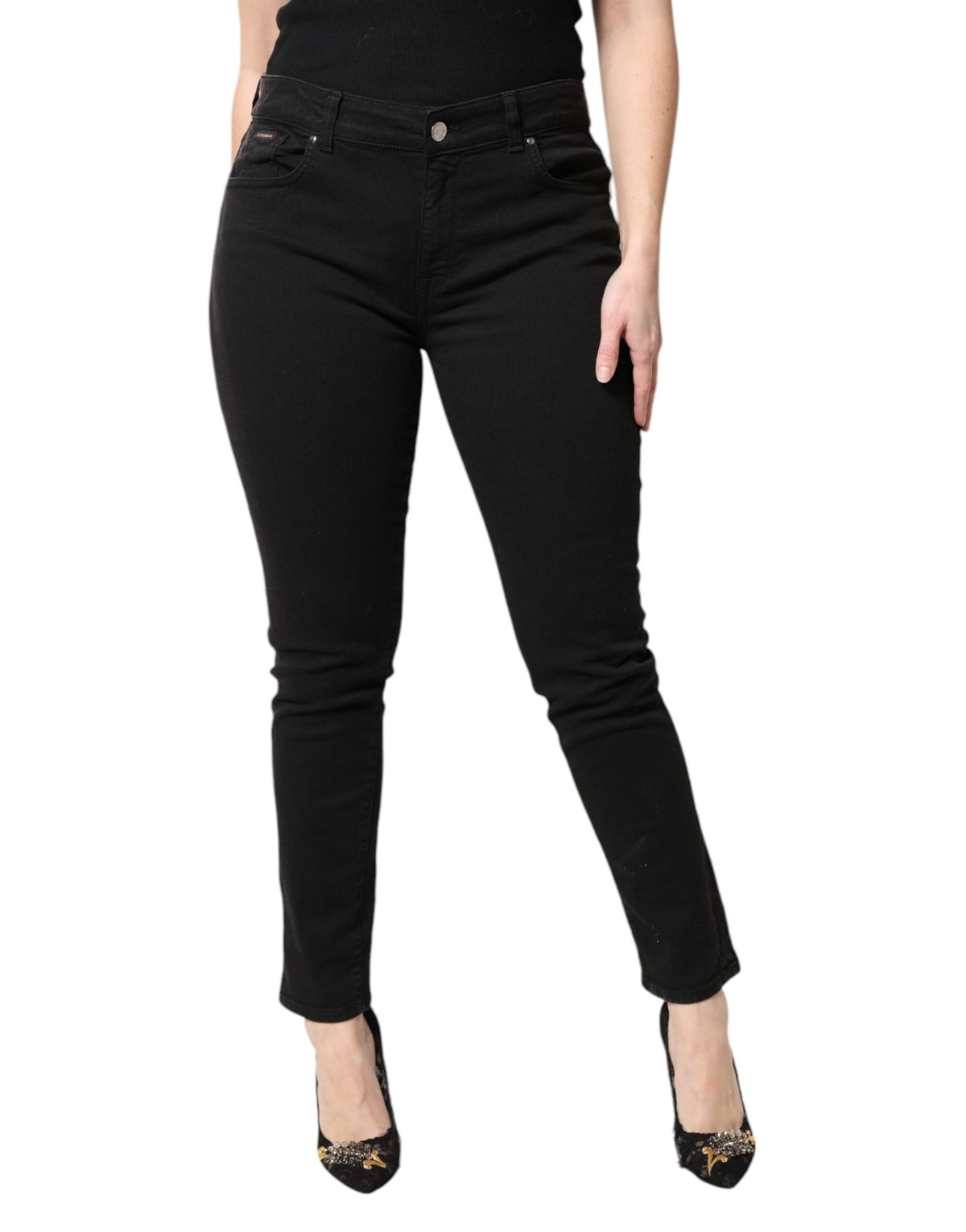 Dolce & Gabbana Black Cotton Mid Waisted Skinny Denim Women's Jeans (Pre-Owned)