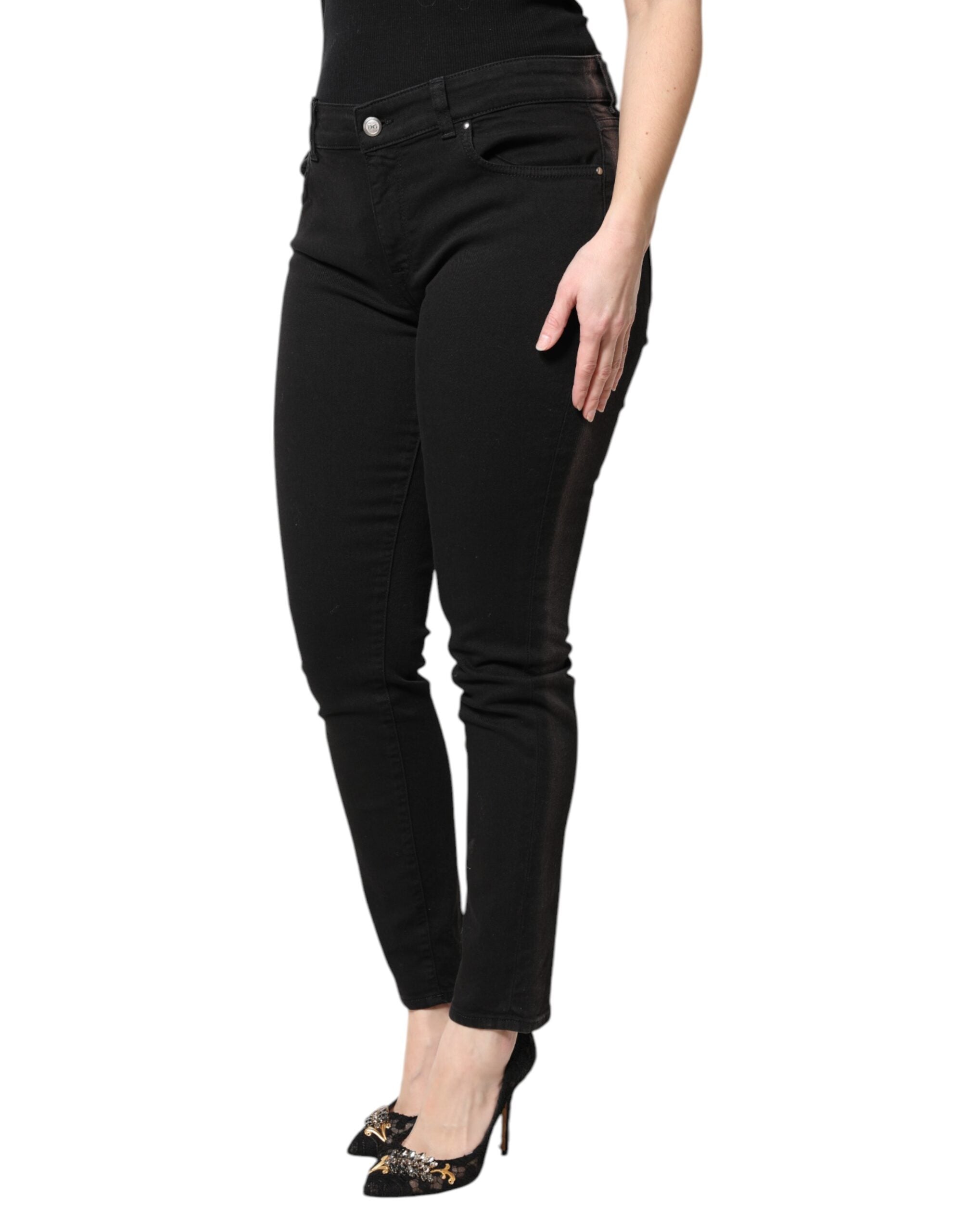 Dolce & Gabbana Black Cotton Mid Waisted Skinny Denim Women's Jeans (Pre-Owned)