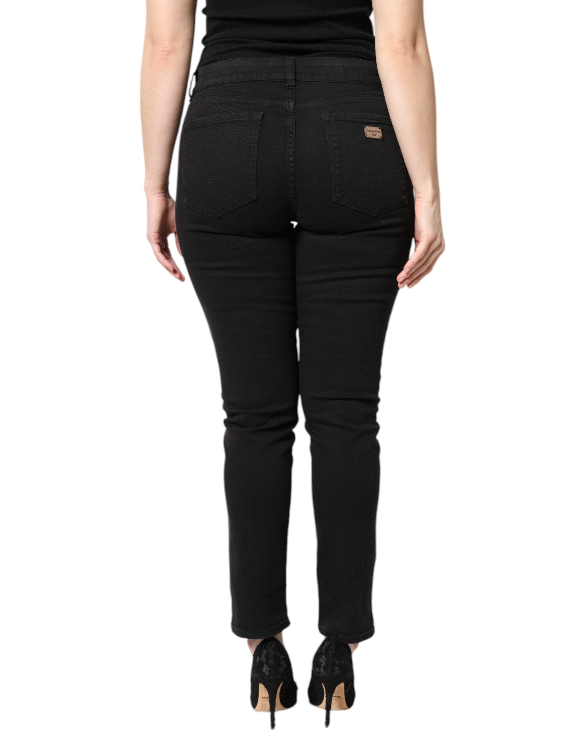 Dolce & Gabbana Black Cotton Mid Waisted Skinny Denim Women's Jeans (Pre-Owned)