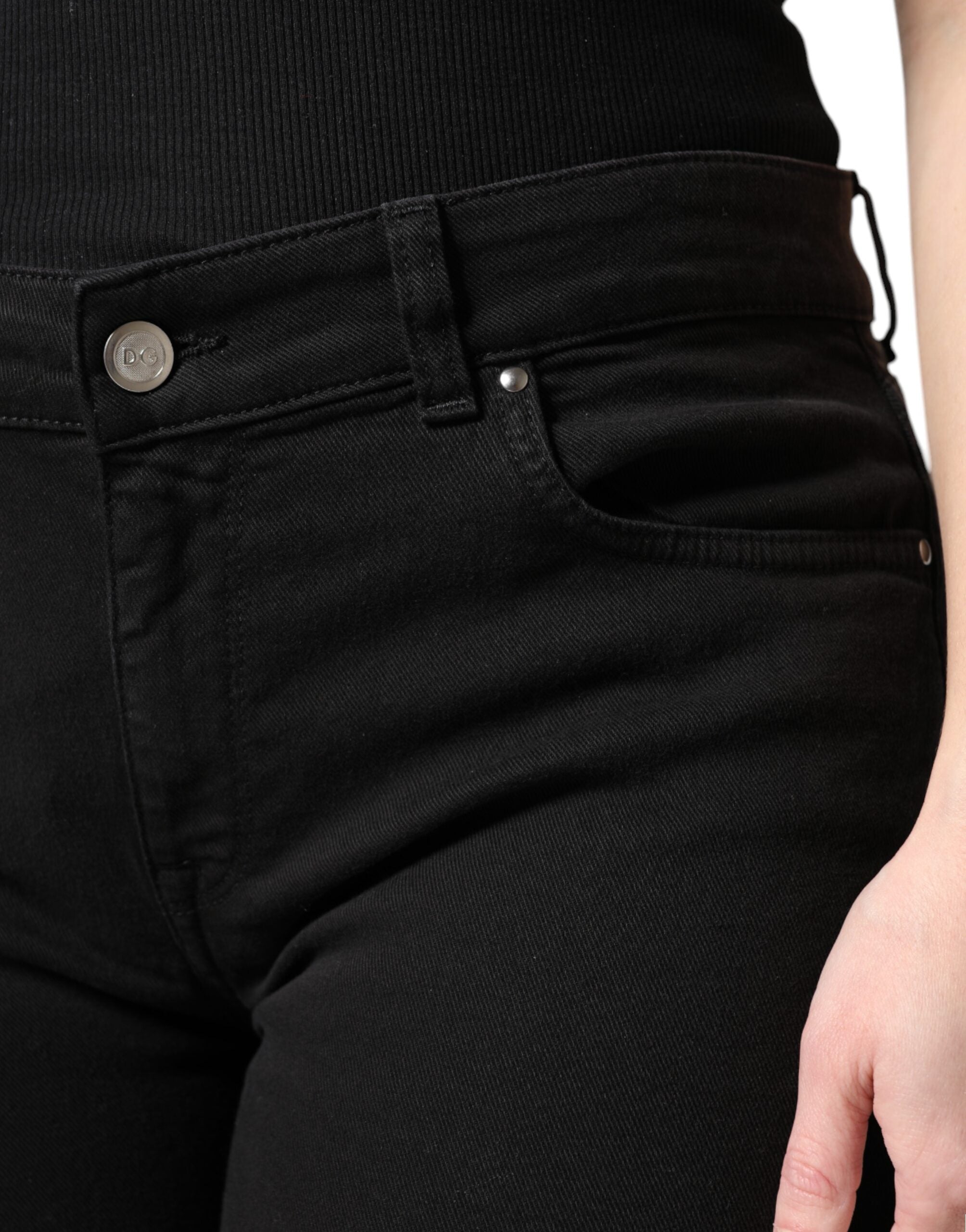 Dolce & Gabbana Black Cotton Mid Waisted Skinny Denim Women's Jeans (Pre-Owned)