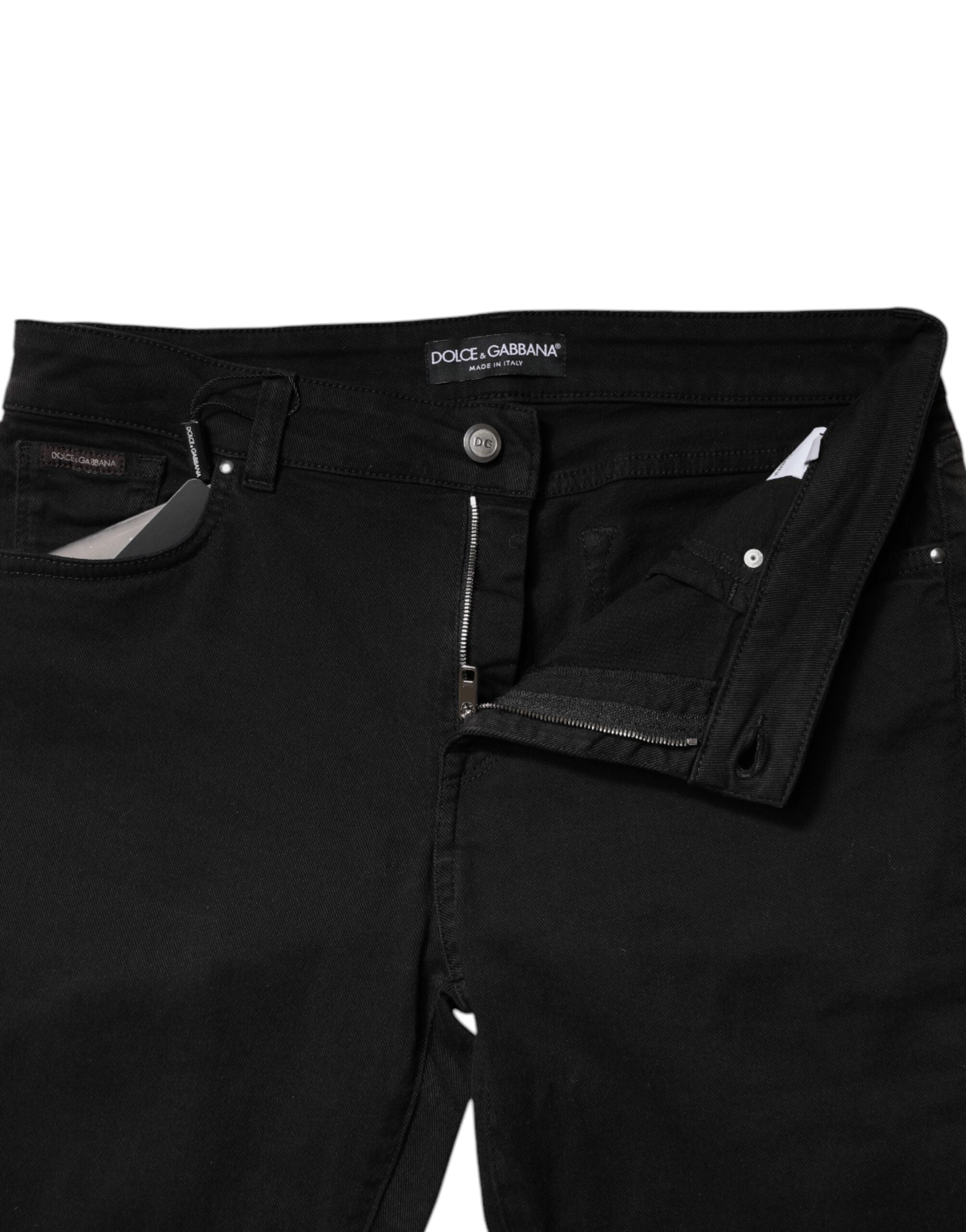 Dolce & Gabbana Black Cotton Mid Waisted Skinny Denim Women's Jeans (Pre-Owned)