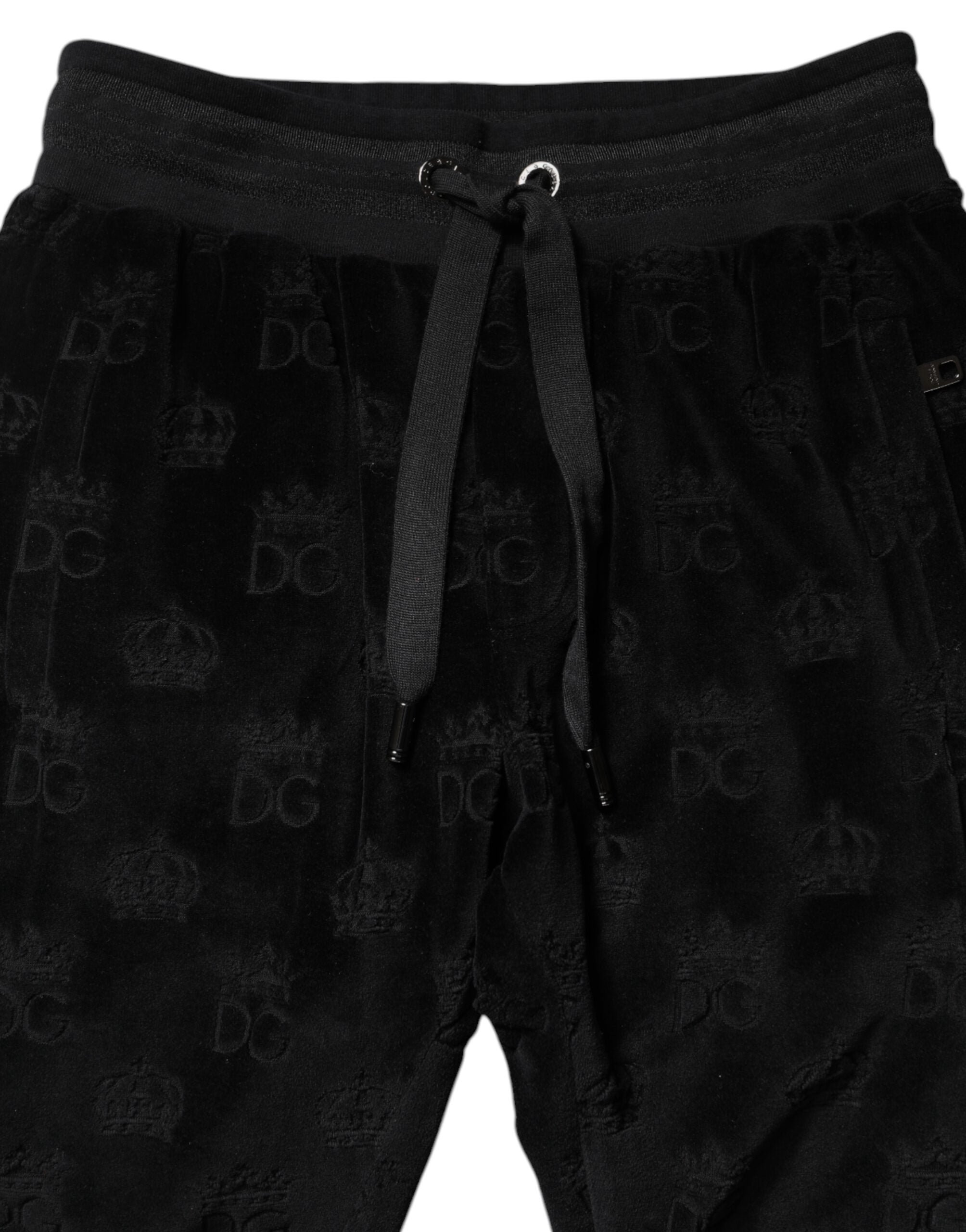 Dolce & Gabbana Black All-Over DG Logo Print Jogger Women's Pants (Pre-Owned)