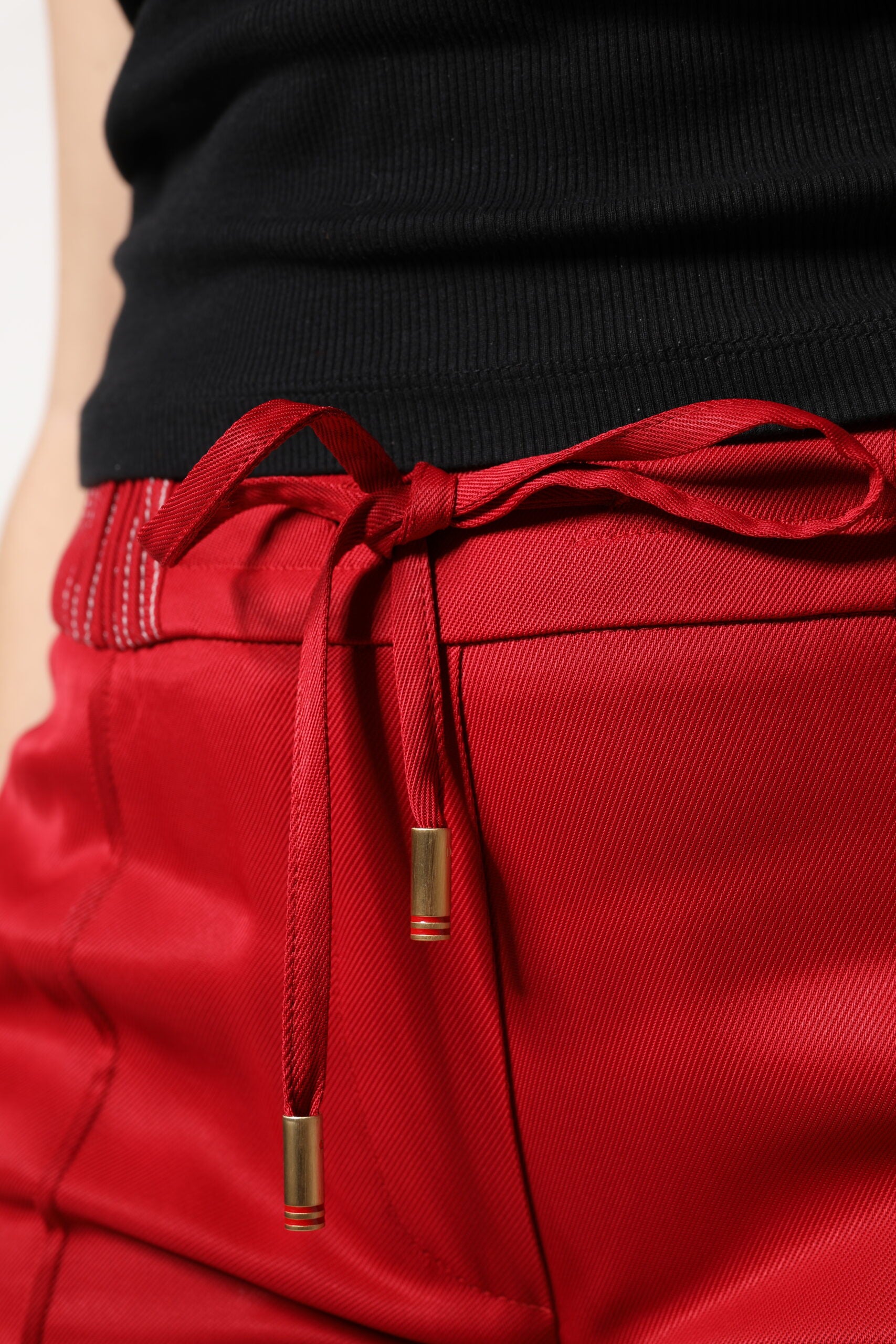 Dolce & Gabbana Red Viscose Straight Fit Women's Pants