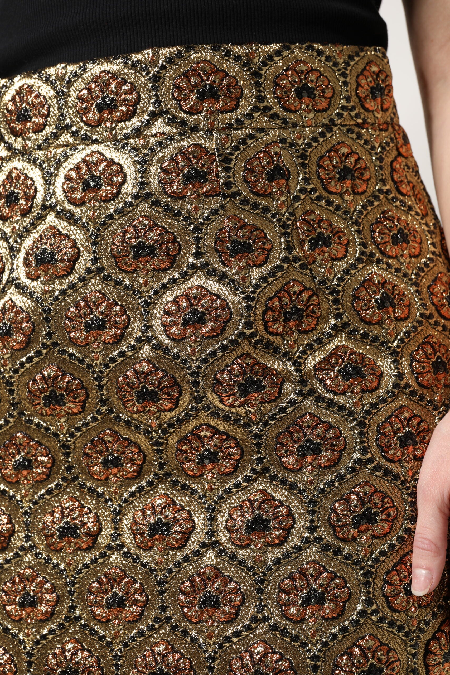 Dolce & Gabbana Brown Polyester Brocade A-line Mini Women's Skirt