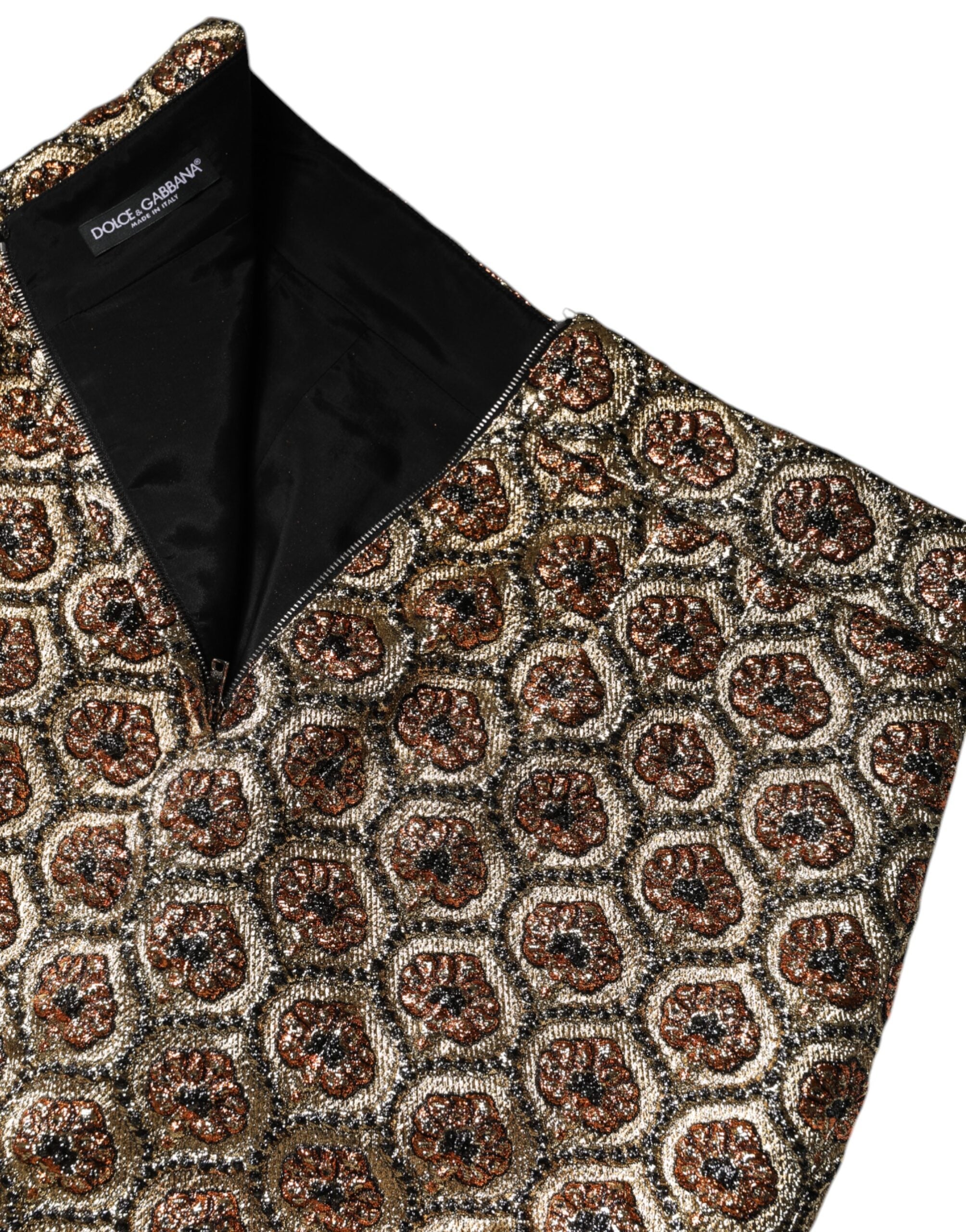 Dolce & Gabbana Brown Polyester Brocade A-line Mini Women's Skirt