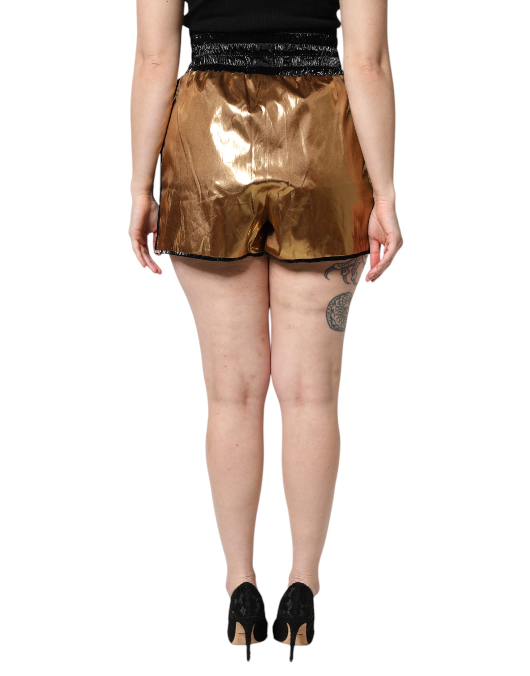 Dolce & Gabbana Metallic Gold High Waist Women Hotpants Women's Short