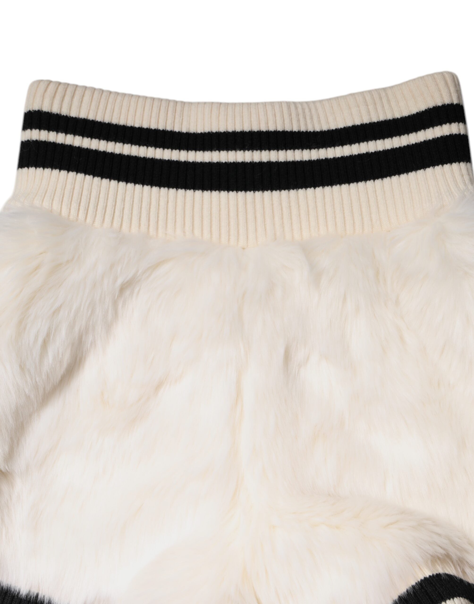 Dolce & Gabbana White Faux Fur High Waisted Hot Pants Women's Short