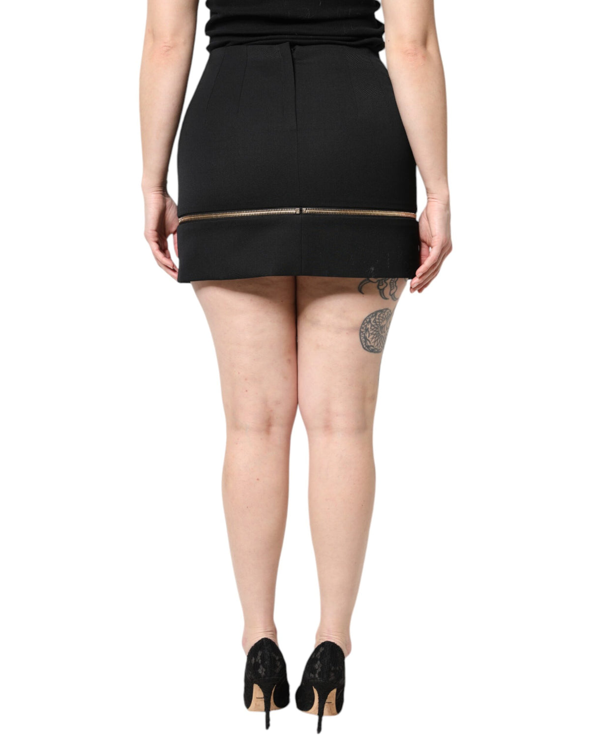 Dolce & Gabbana Black Virgin Wool High Waisted Mini Women's Skirt