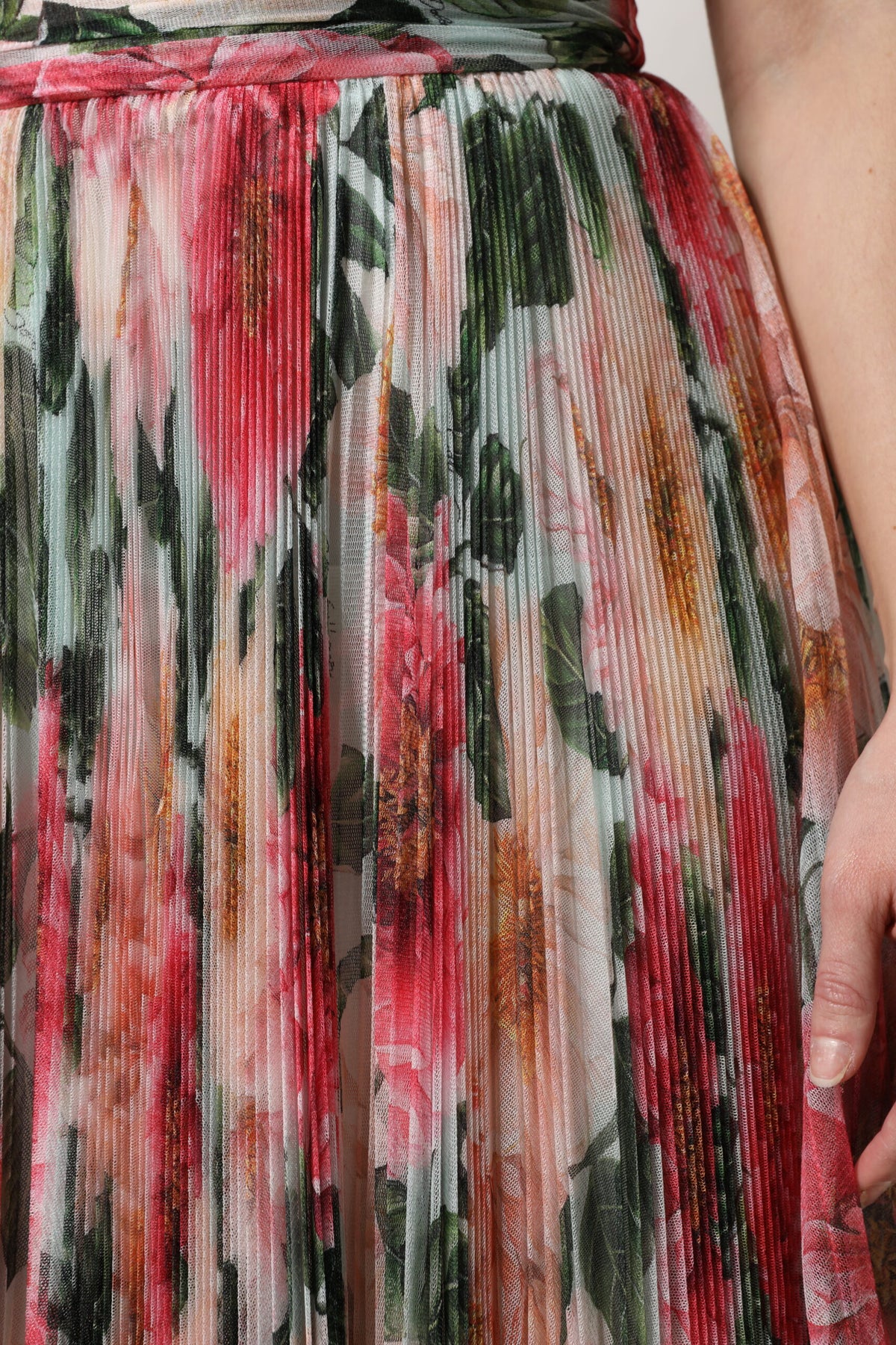 Dolce & Gabbana Multicolor Silk Floral High Waist Midi Women's Skirt
