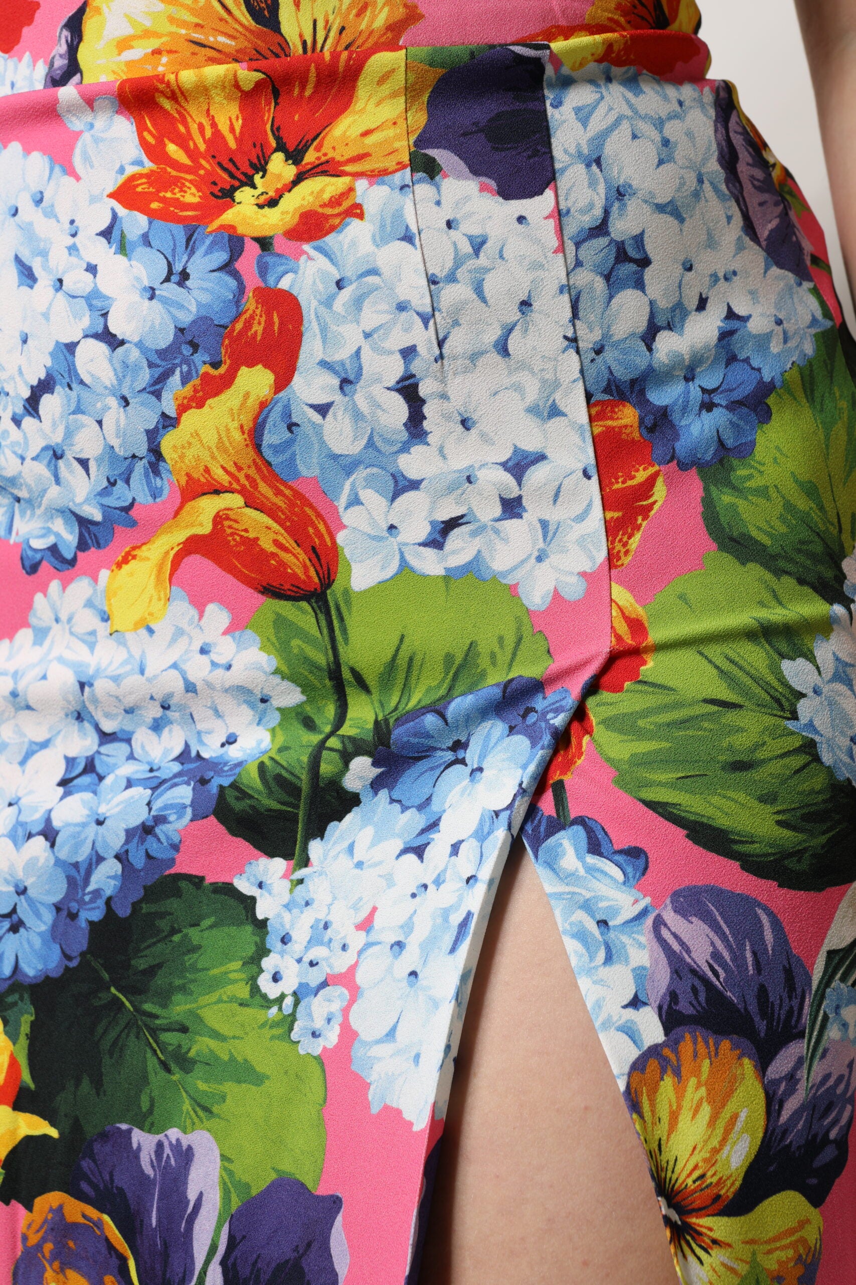 Dolce & Gabbana Multicolor Floral Print High Waist Midi Women's Skirt