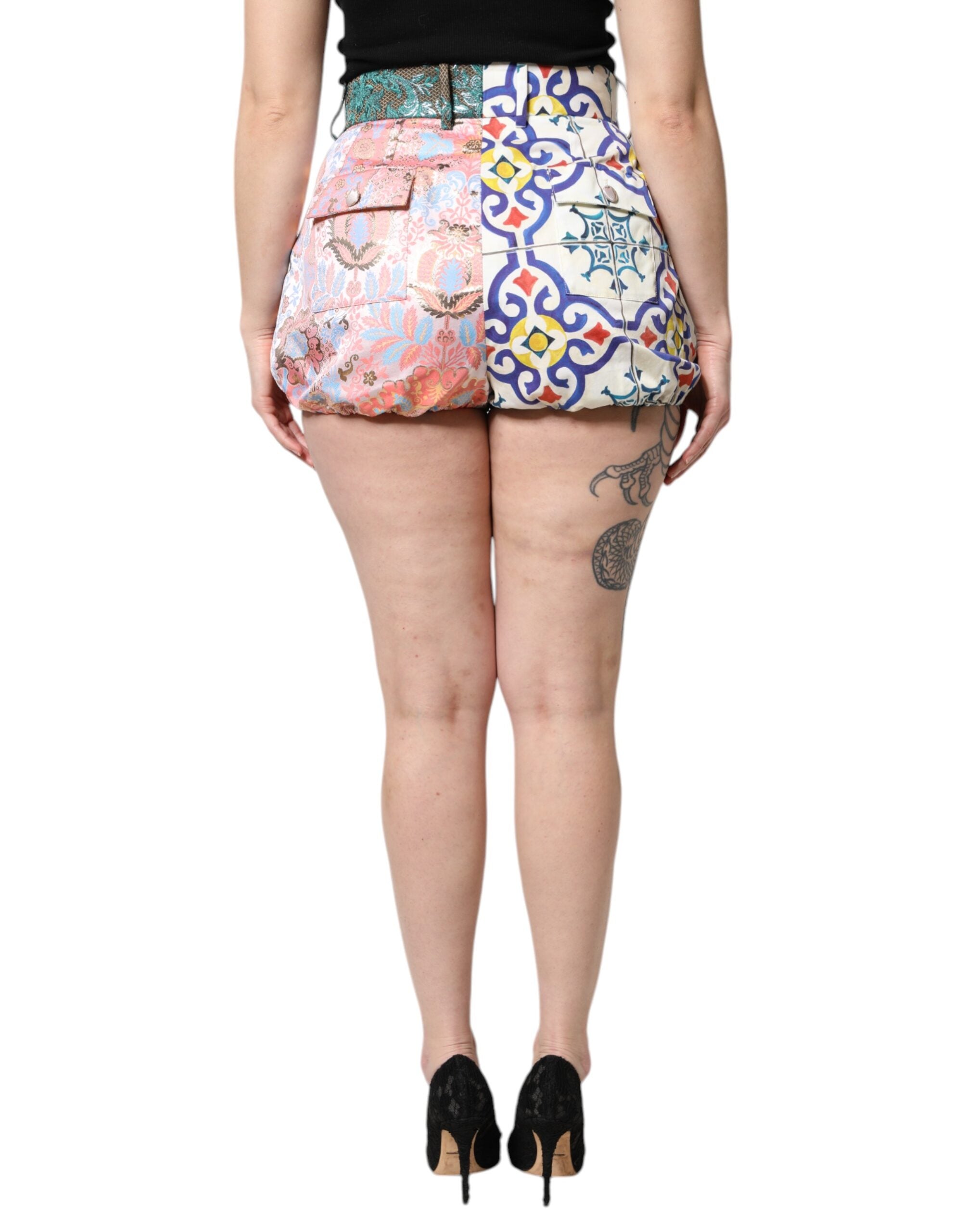 Dolce & Gabbana Multicolor Cotton Patchwork Hot Pants Women's Shorts