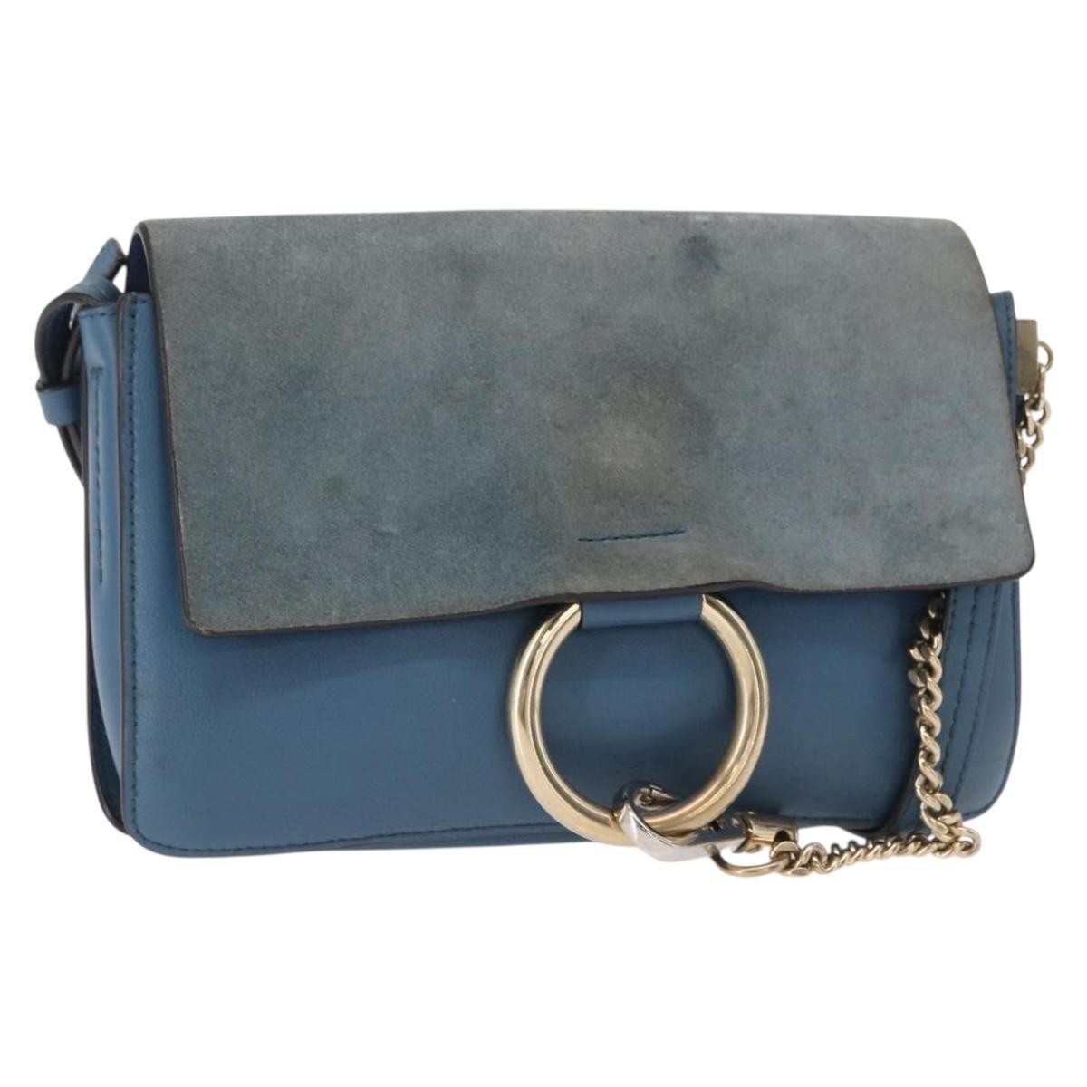 Chloe Faye Leather And Suede Blue Suede Shoulder Bag Bag (Pre-Owned)
