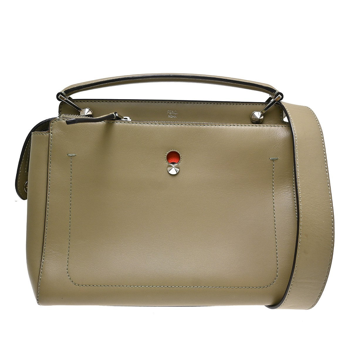 Fendi Dotcom Convertible Satchel Leather Beige Leather Handbag (Pre-Owned)