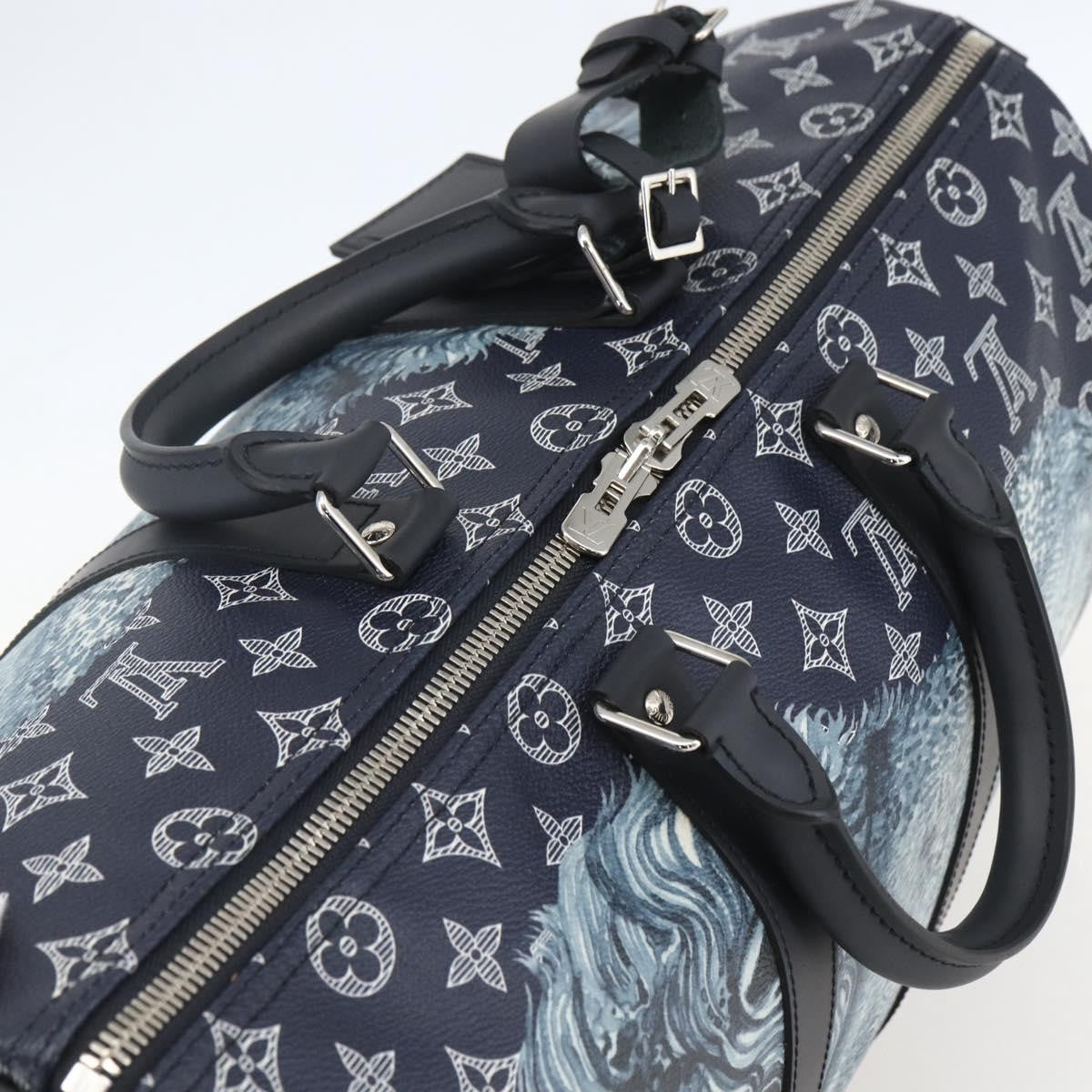 Louis Vuitton Keepall Bandouliere Limited Edition Chapman Savane Monogram Canvas Navy Canvas Travel Bag Bag (Pre-Owned)