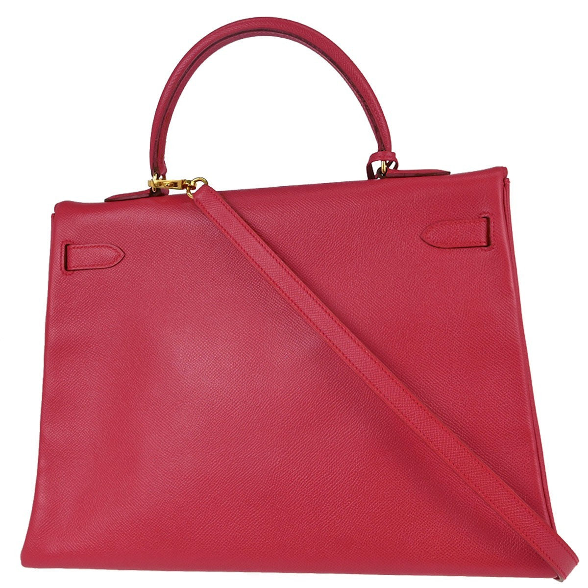 Hermes Kelly Red Courchevel With Gold Hardware Red Calfskin Handbag (Pre-Owned)