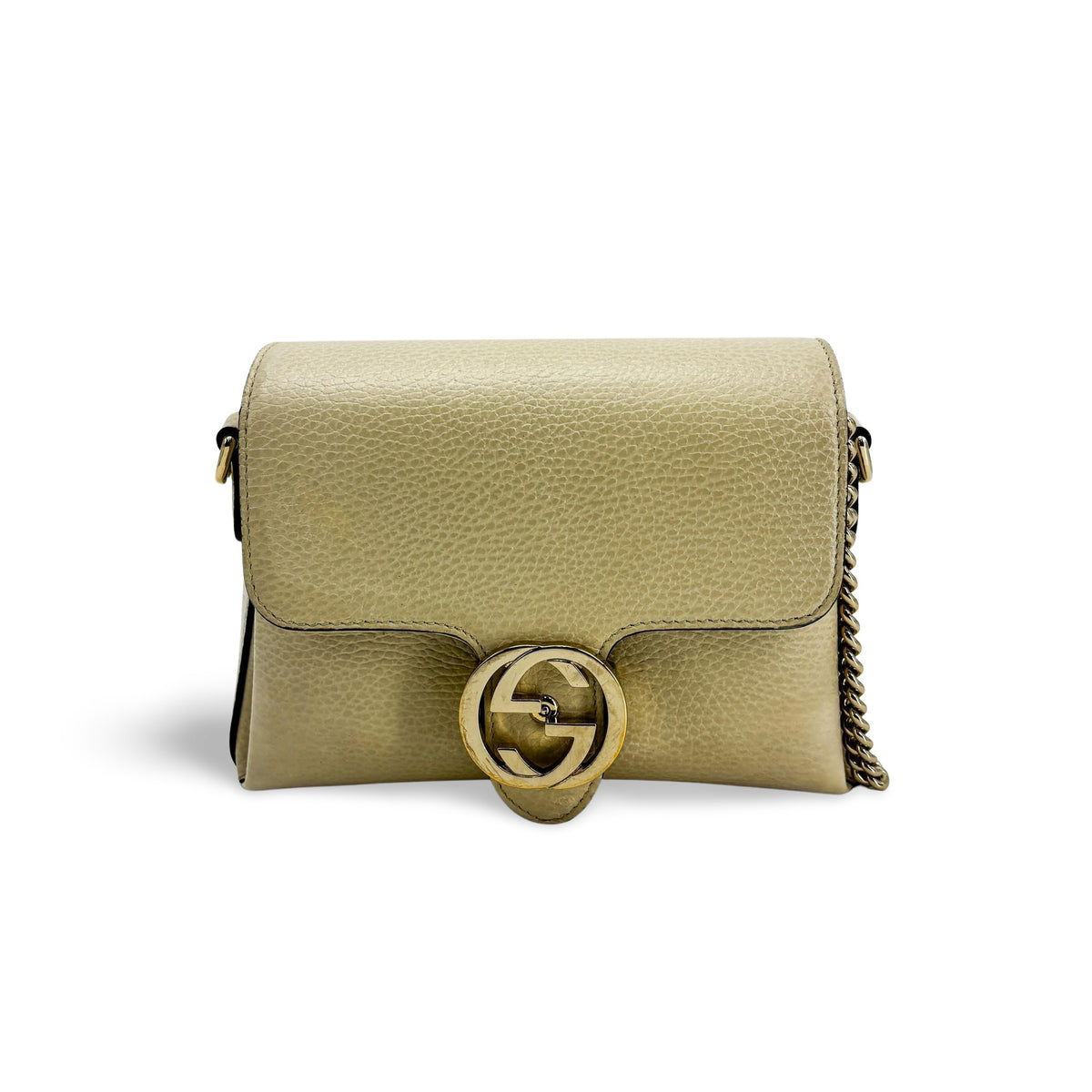 Gucci Interlocking Leather Beige Leather Shoulder Bag Bag (Pre-Owned)
