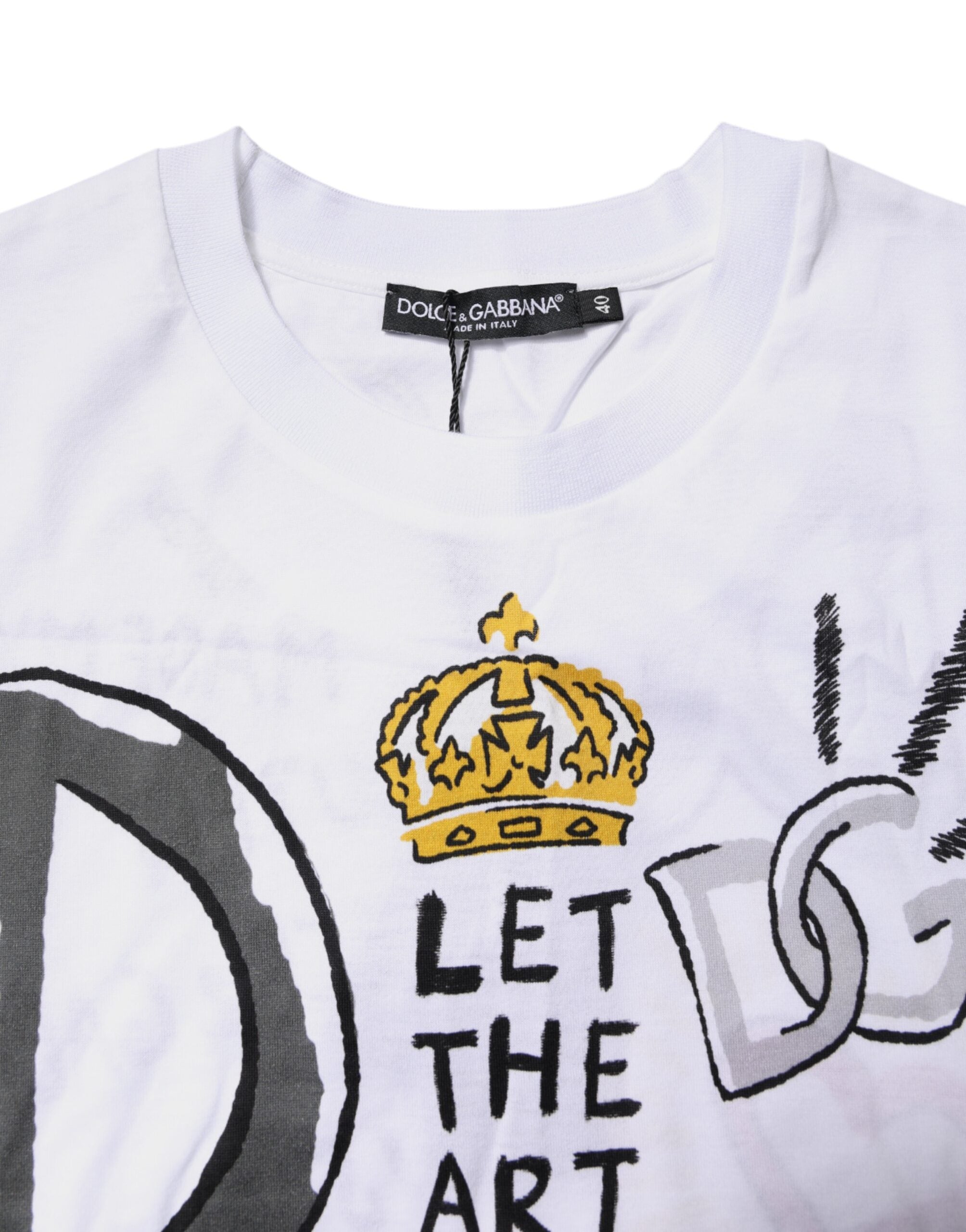 Dolce & Gabbana White Short-Sleeved Printed Jersey Women's T-shirt