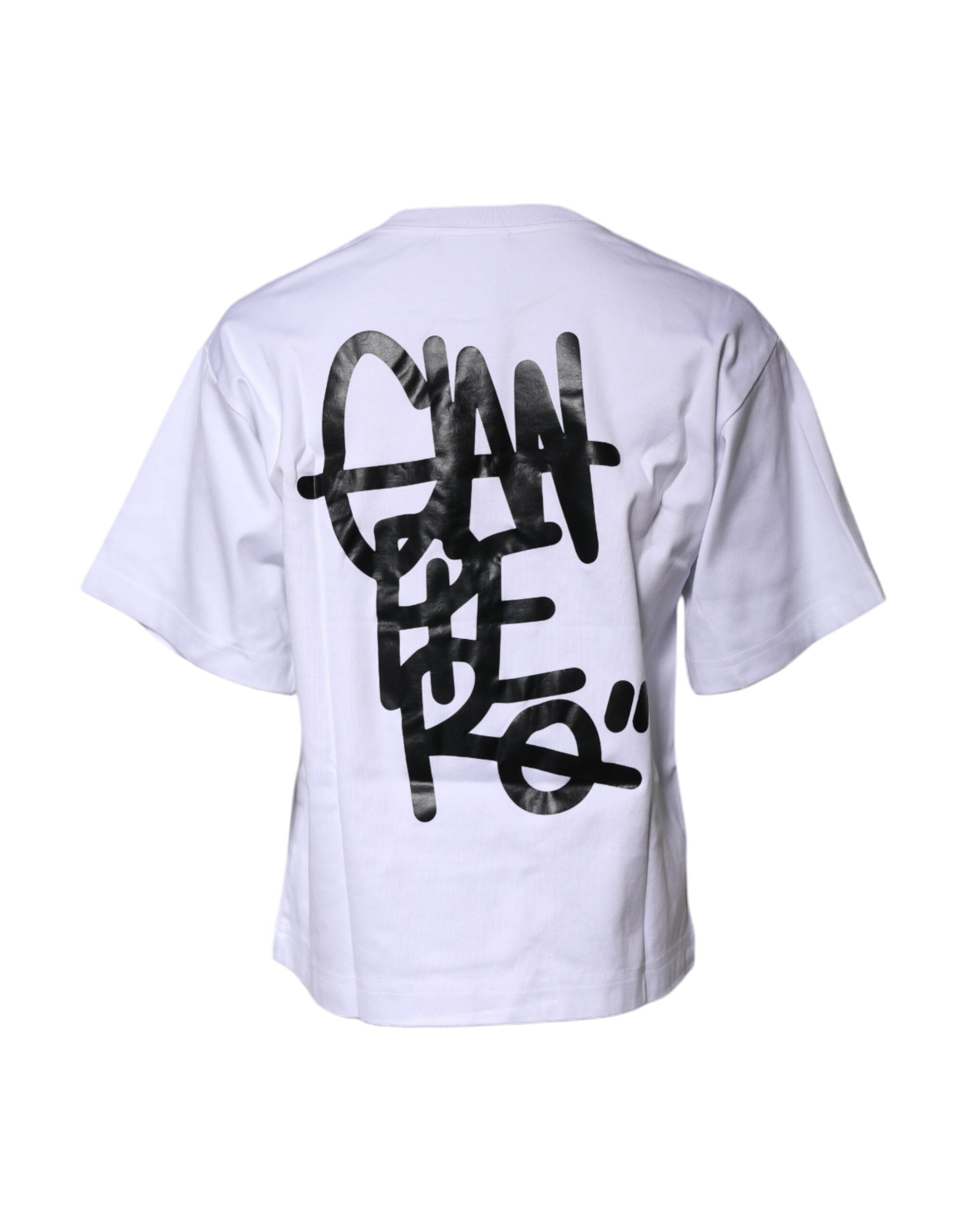 Dolce & Gabbana White Printed Cotton Crew Neck Tee Women's T-shirt (Pre-Owned)