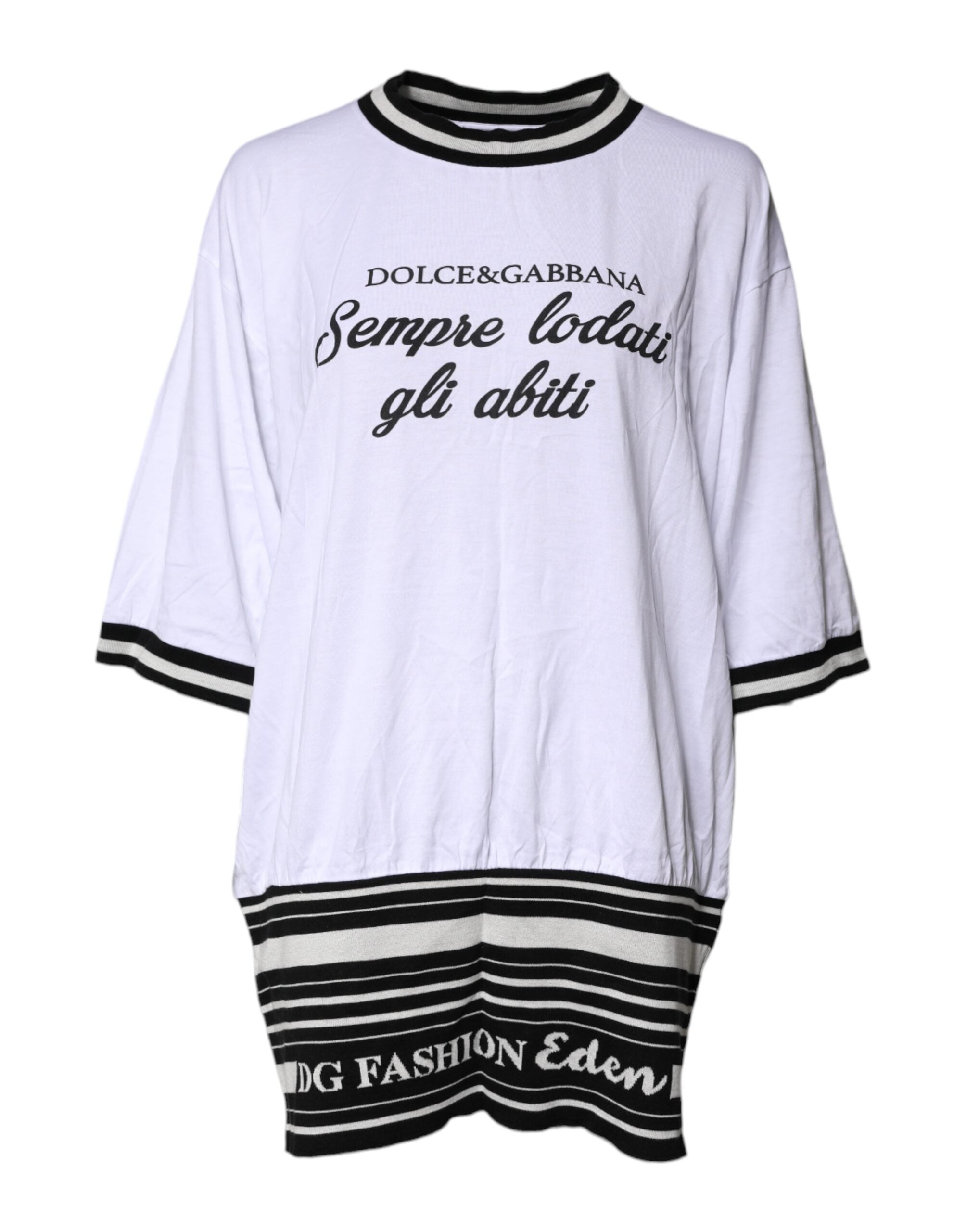 Dolce & Gabbana White Cotton DG Fashion Crew Neck Tee Women's T-shirt (Pre-Owned)
