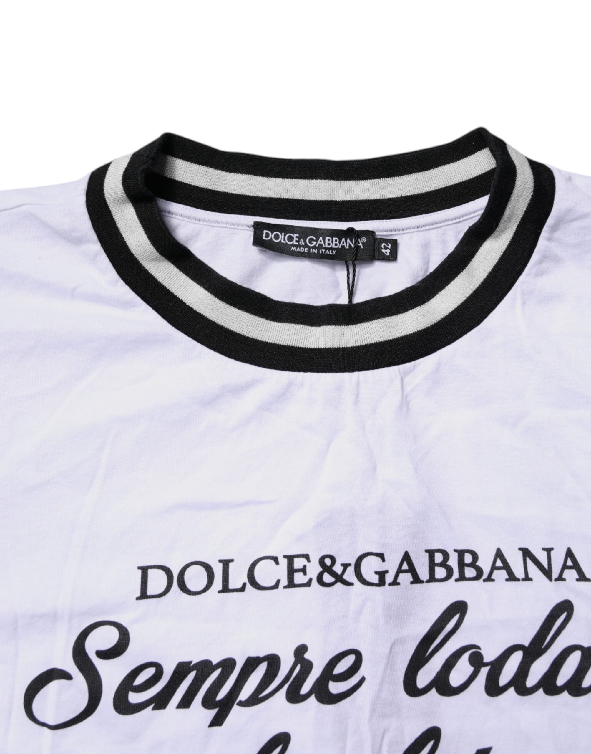 Dolce & Gabbana White Cotton DG Fashion Crew Neck Tee Women's T-shirt (Pre-Owned)
