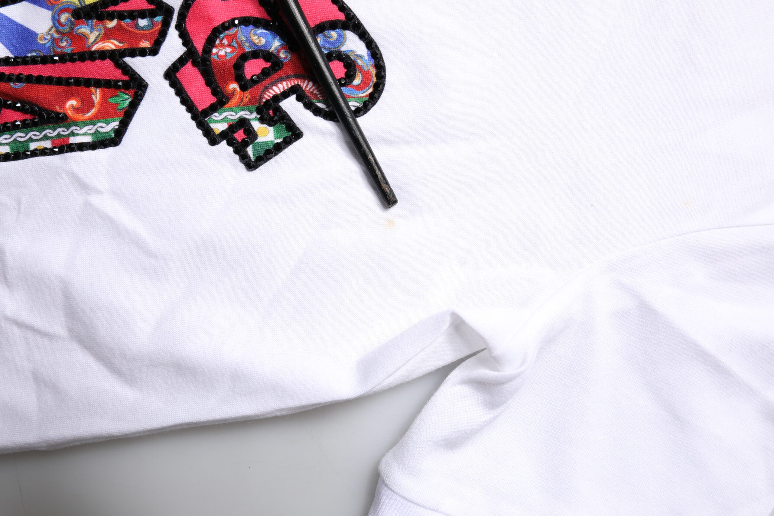 Dolce & Gabbana White Cotton Logo Print Round Neck Women's T-shirt (Pre-Owned)