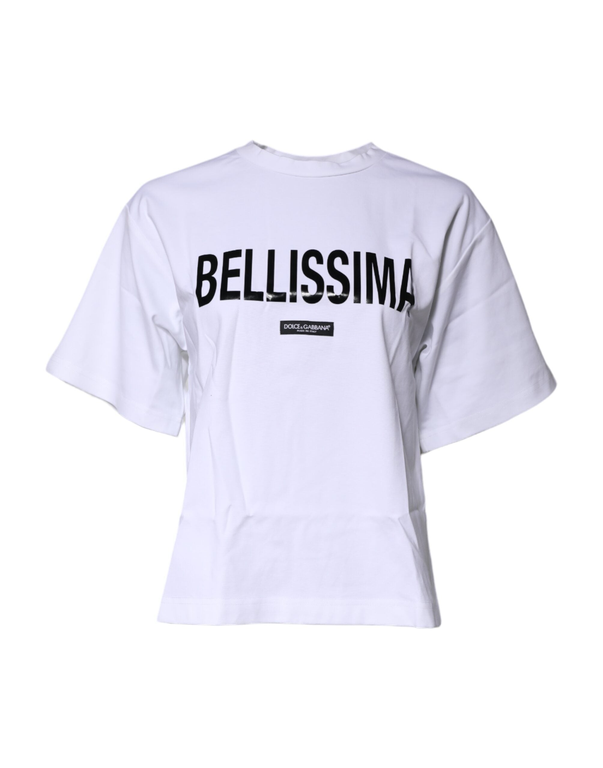 Dolce & Gabbana White Bellissima Cotton Crew Neck Women's T-shirt (Pre-Owned)