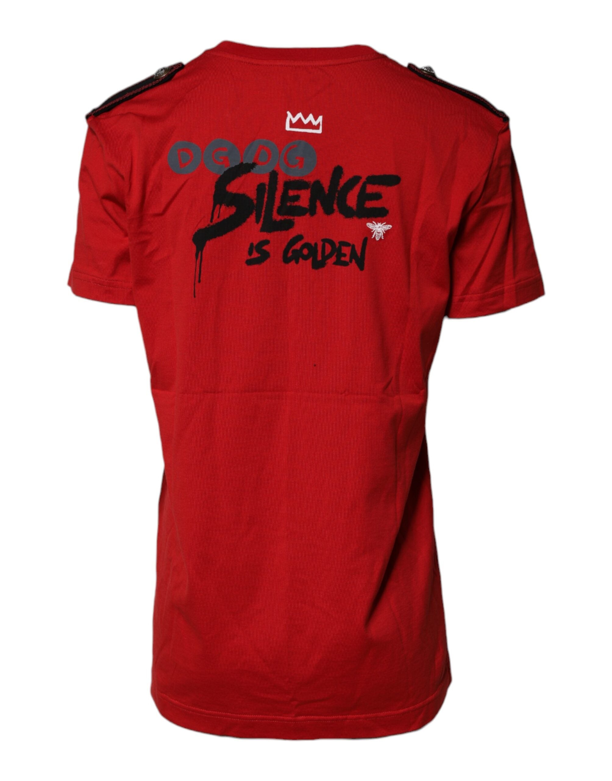 Dolce & Gabbana Red Cotton Graphic Print Crew Neck Women's T-shirt