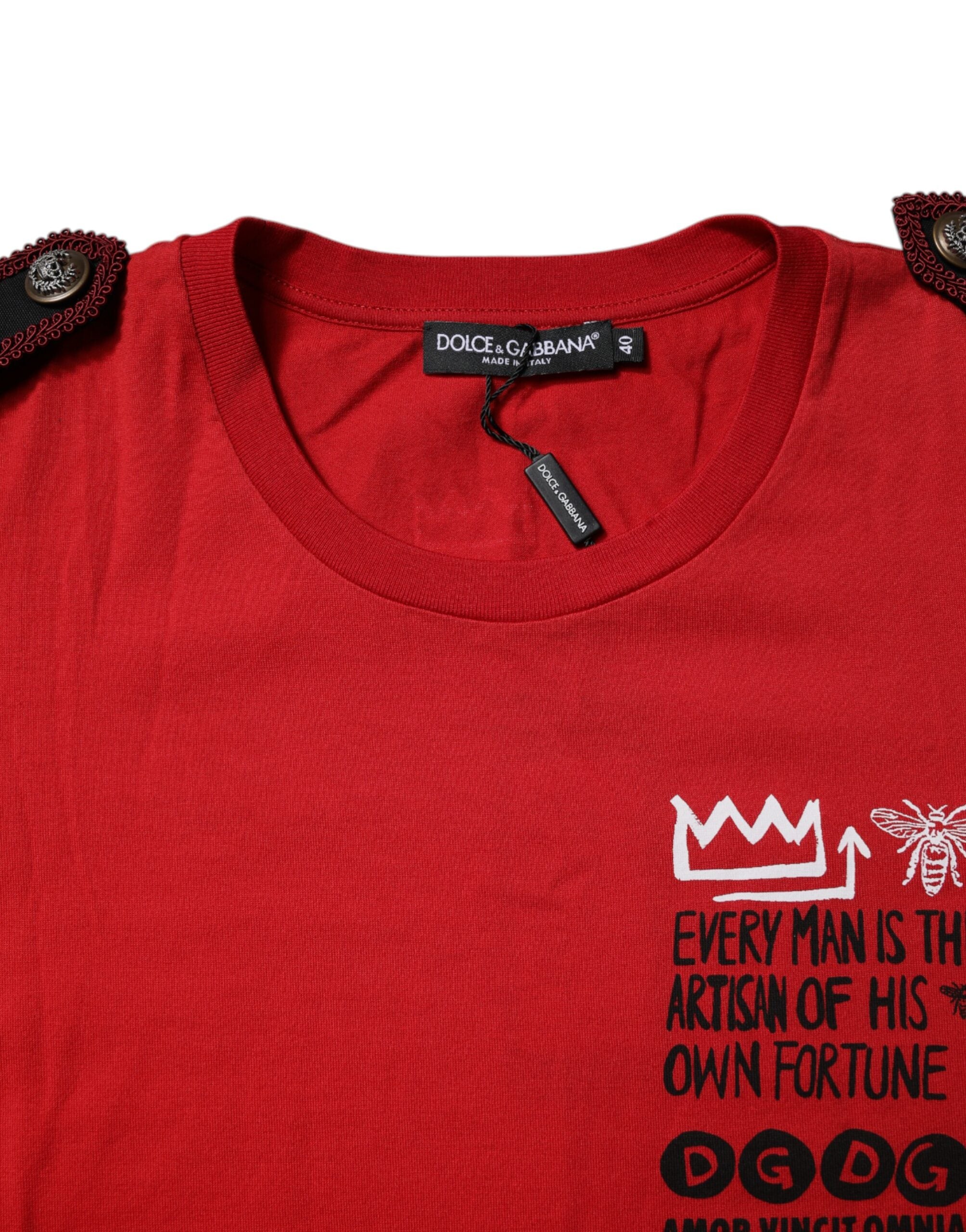 Dolce & Gabbana Red Cotton Round Neck Short Sleeves Women's T-shirt
